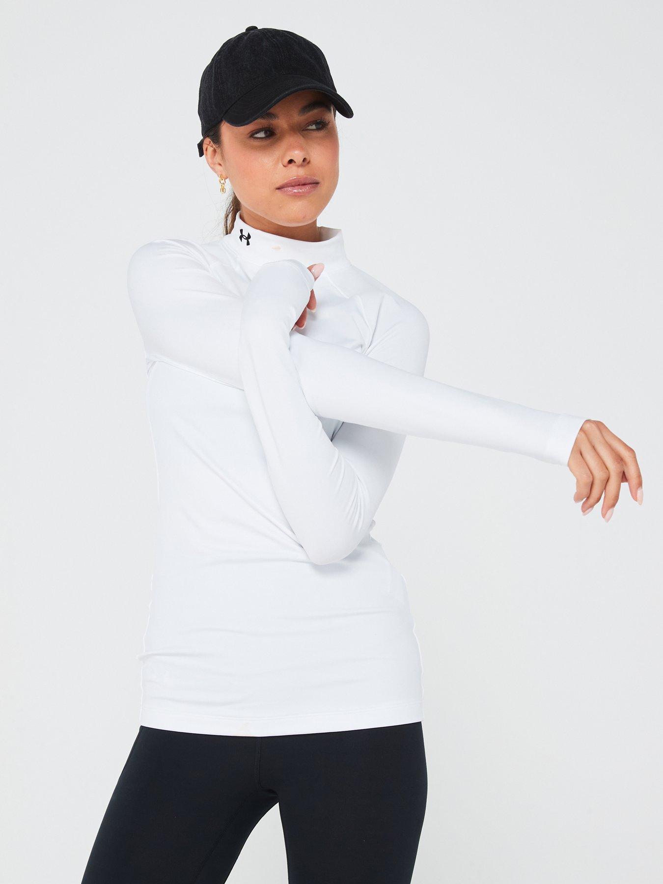 Image of UNDER ARMOUR Womens Training Cold Gear Authentics Mockneck Top - White