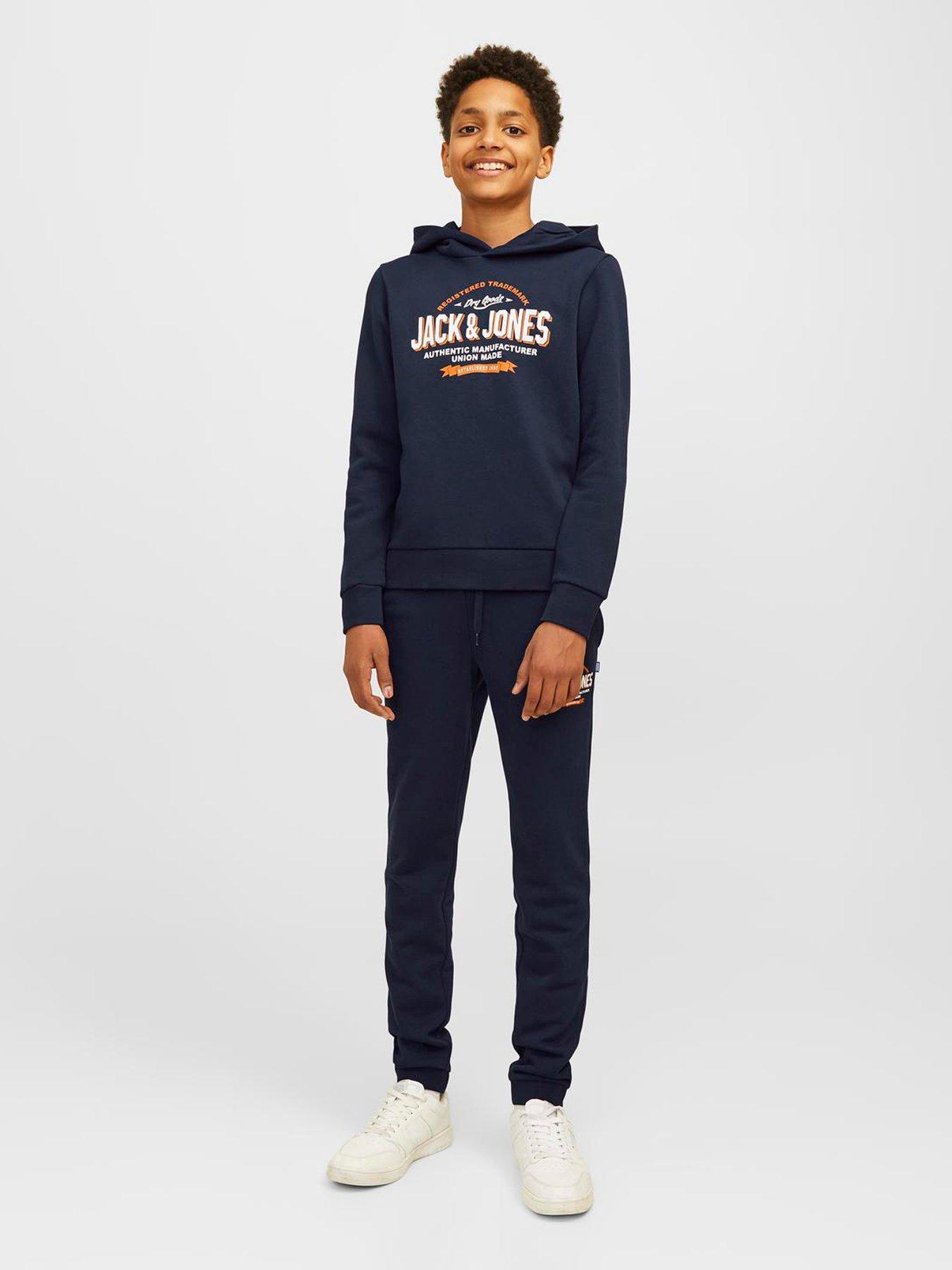 Image 1 of 4 of Jack & Jones Junior Boys 2 Colour Logo Sweat Hoodie - Navy