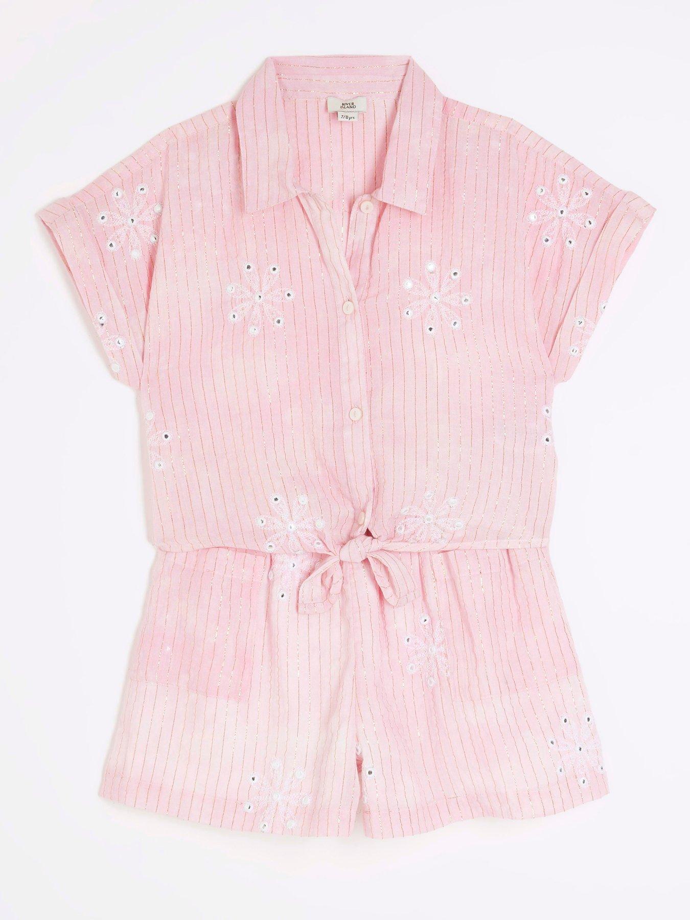 river-island-girls-metallic-tie-up-shirt-and-shorts-pinkstillFront