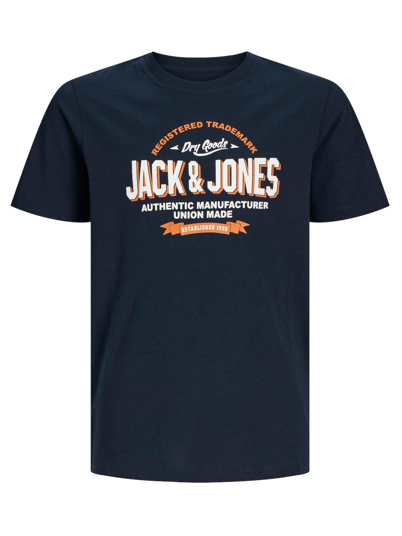 Image of Jack & Jones Junior Boys 2 Colour Logo T-Shirt - Navy