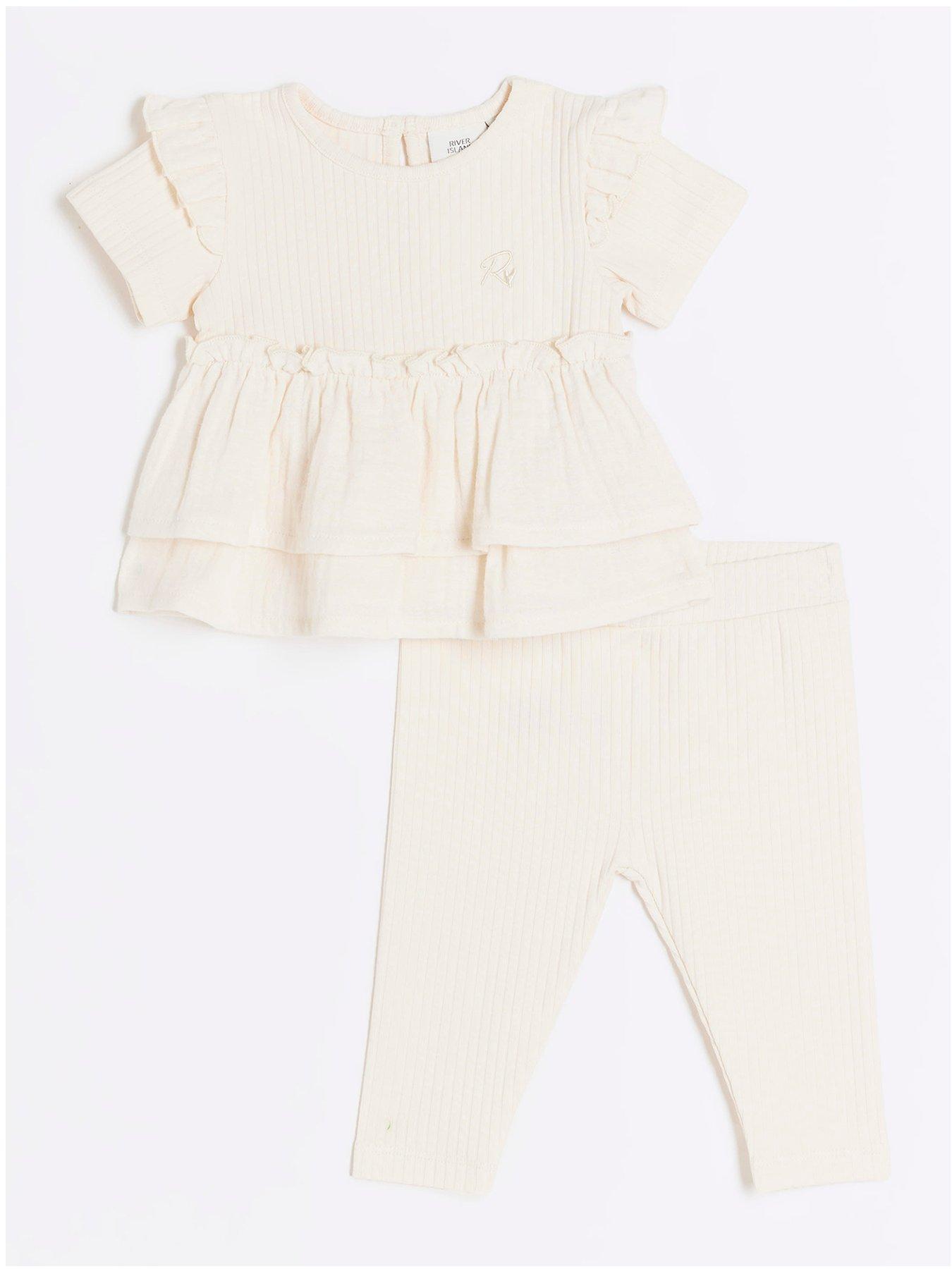 river-island-baby-baby-girls-textured-peplum-top-set-cream