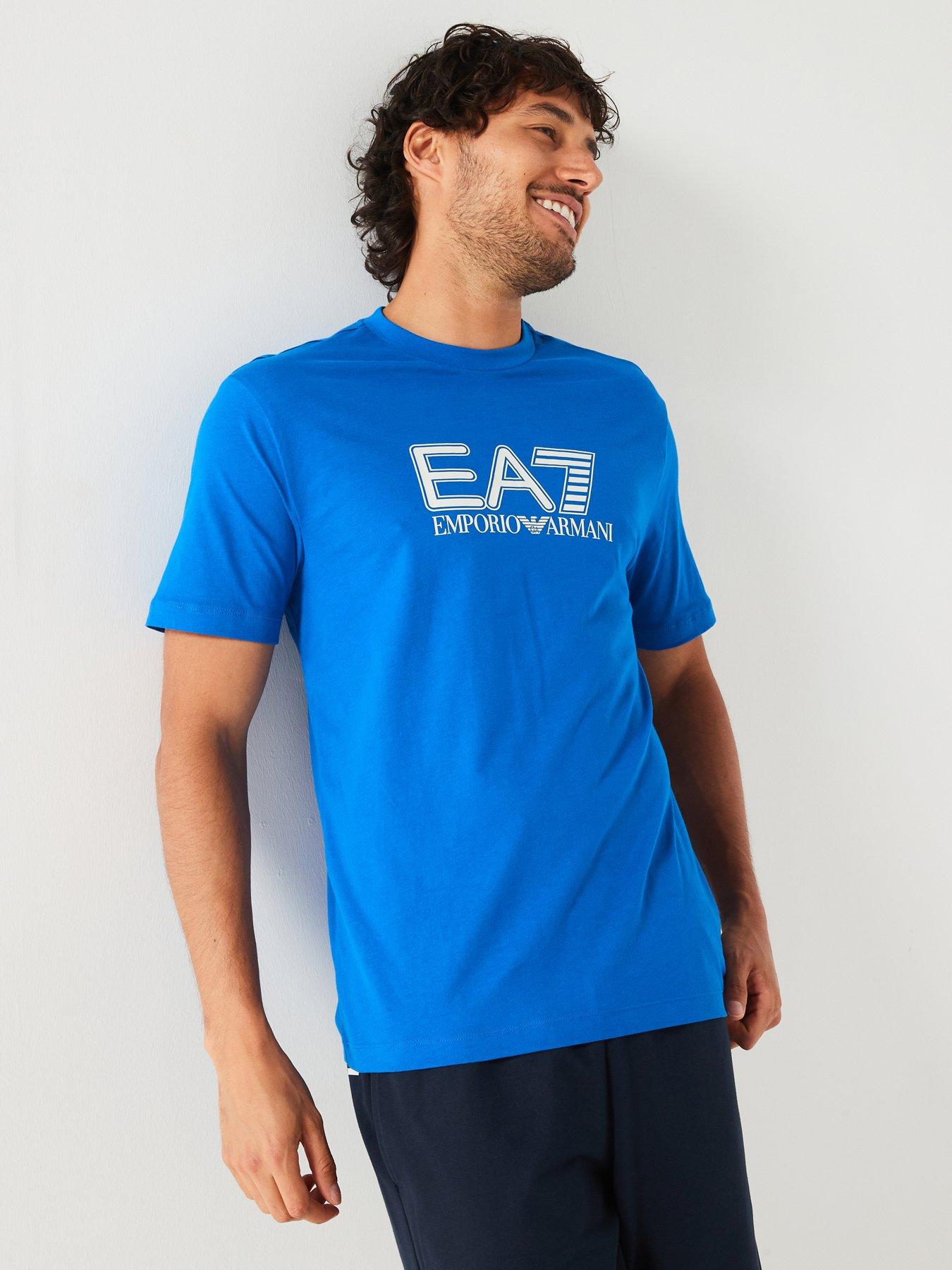 Image 1 of 3 of EA7 Emporio Armani Visibility Large Logo T-Shirt - Bright Blue