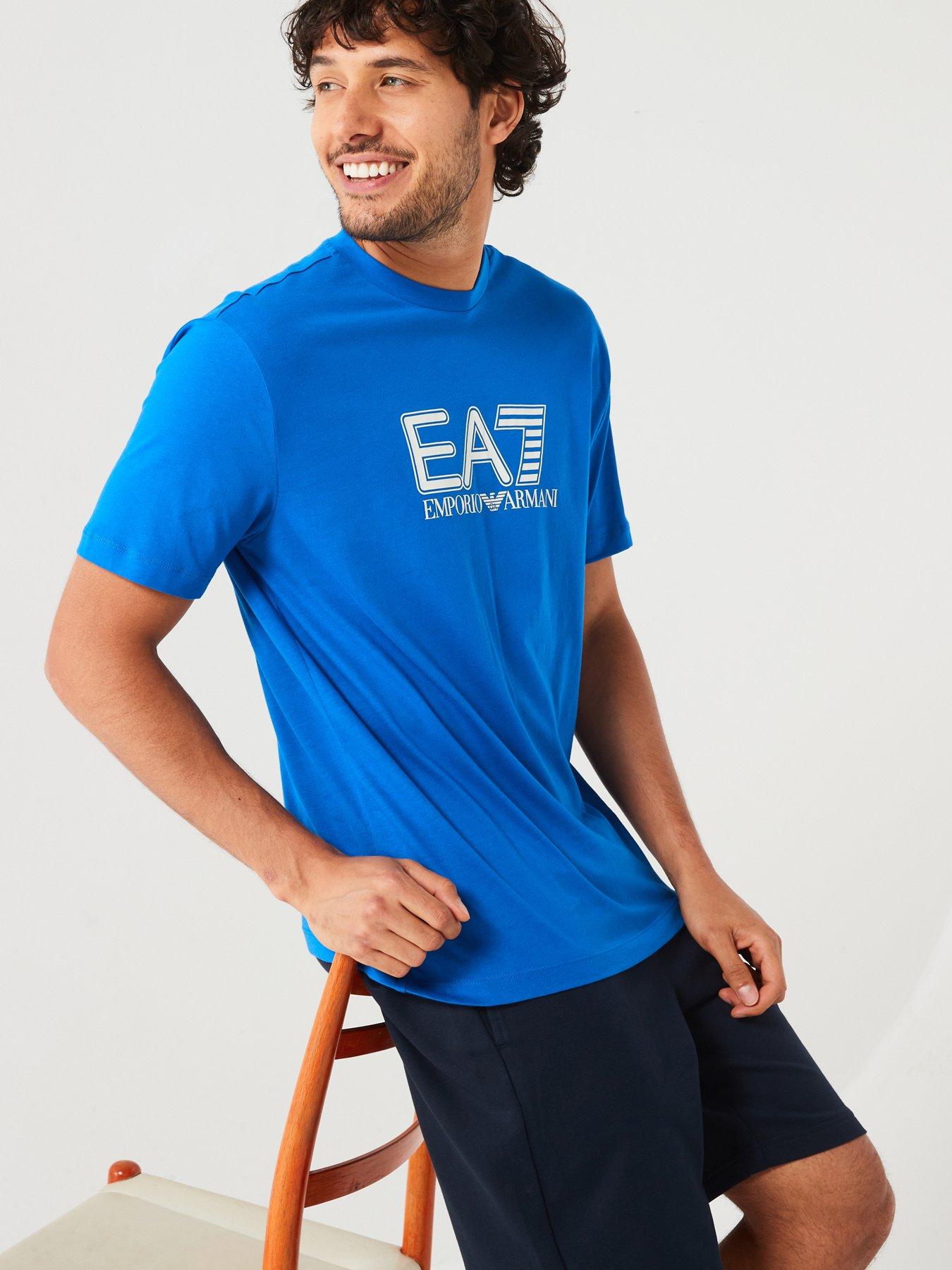 Image 3 of 3 of EA7 Emporio Armani Visibility Large Logo T-Shirt - Bright Blue