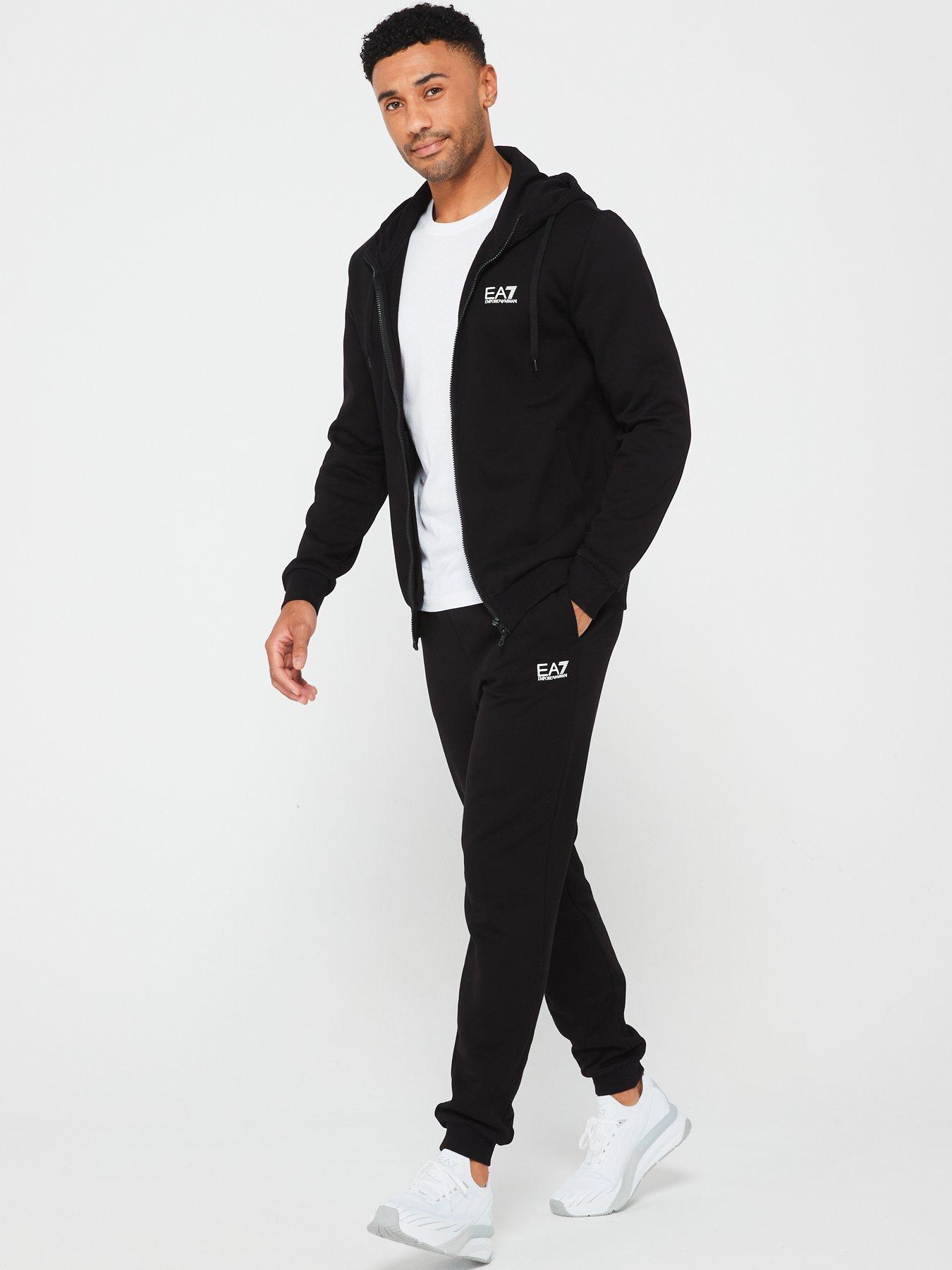 Image 1 of 4 of EA7 Emporio Armani Ea7 Emporio Armani Core Id Zip Hoodie Fleece Tracksuit - Black