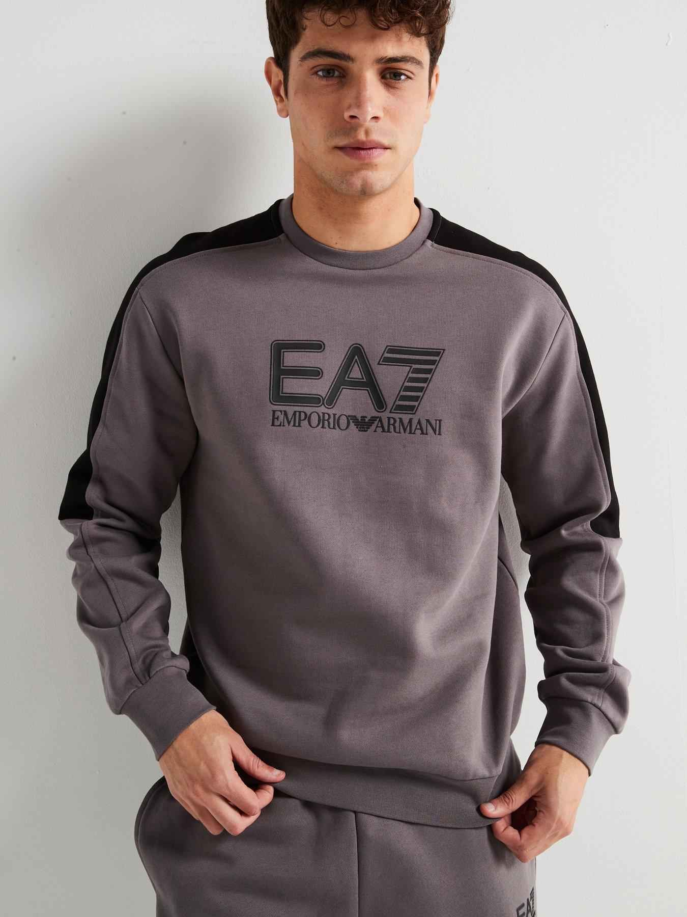 Ea7 Emporio Armani Visibility Centre Logo Crew Tracksuit Grey