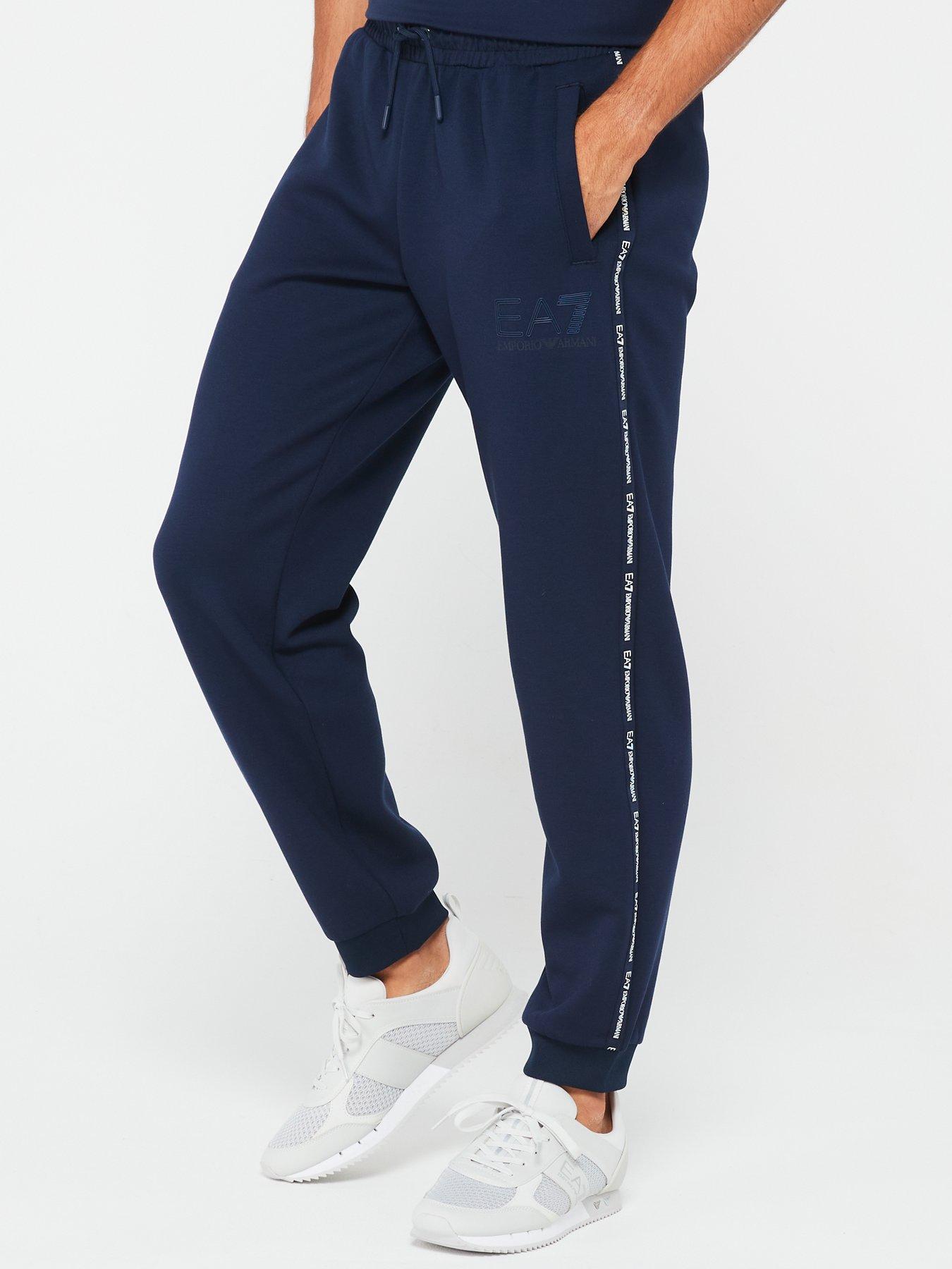 undefined Ea7 Emporio Armani Mini Tape Logo Cuff Joggers - Navy