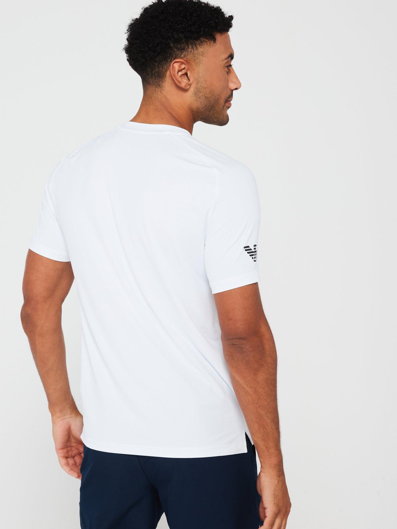 Image 2 of 4 of EA7 Emporio Armani Eagle Sleeve Logo Poly T-Shirt - White