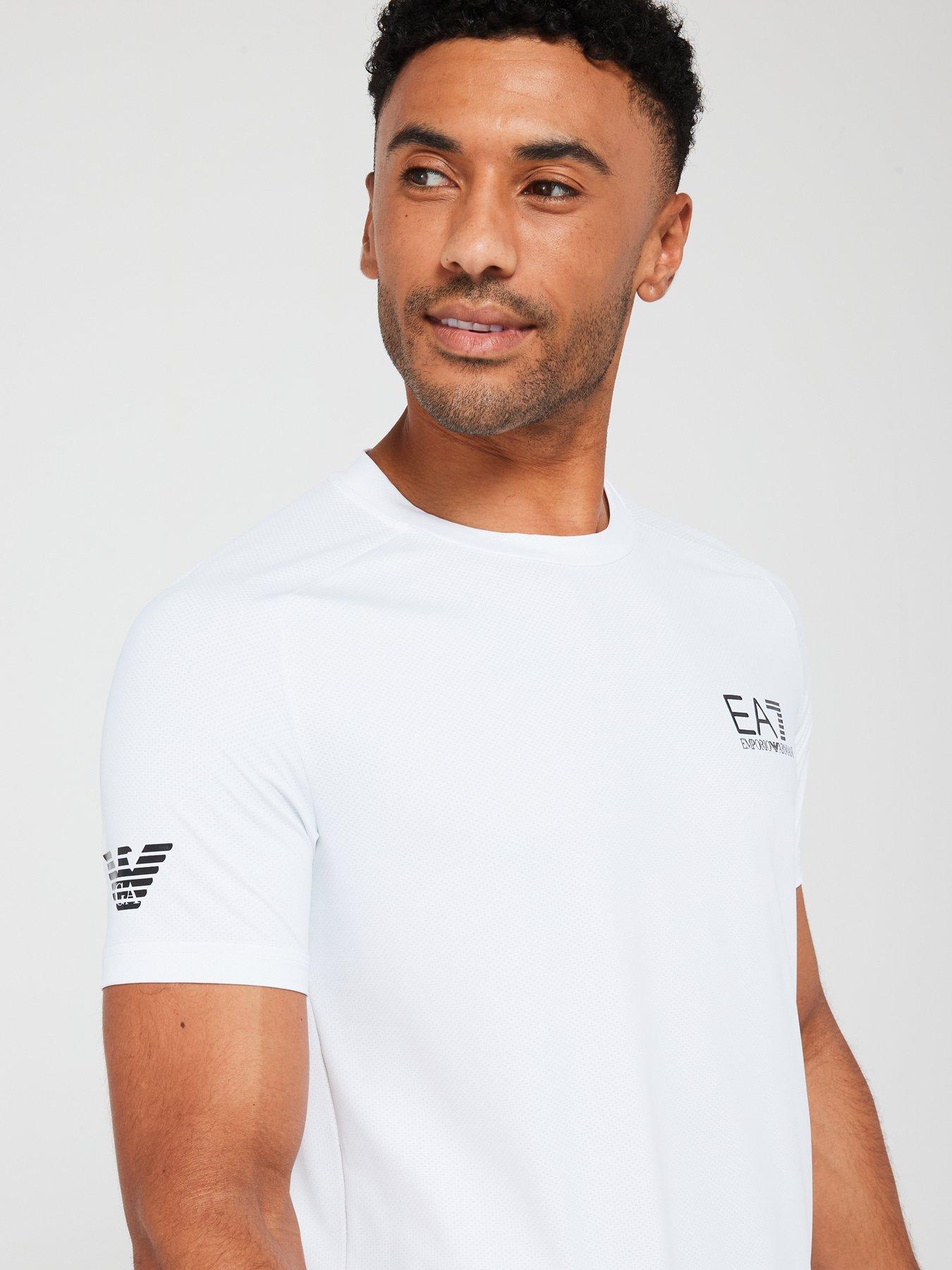 Image 4 of 4 of EA7 Emporio Armani Eagle Sleeve Logo Poly T-Shirt - White