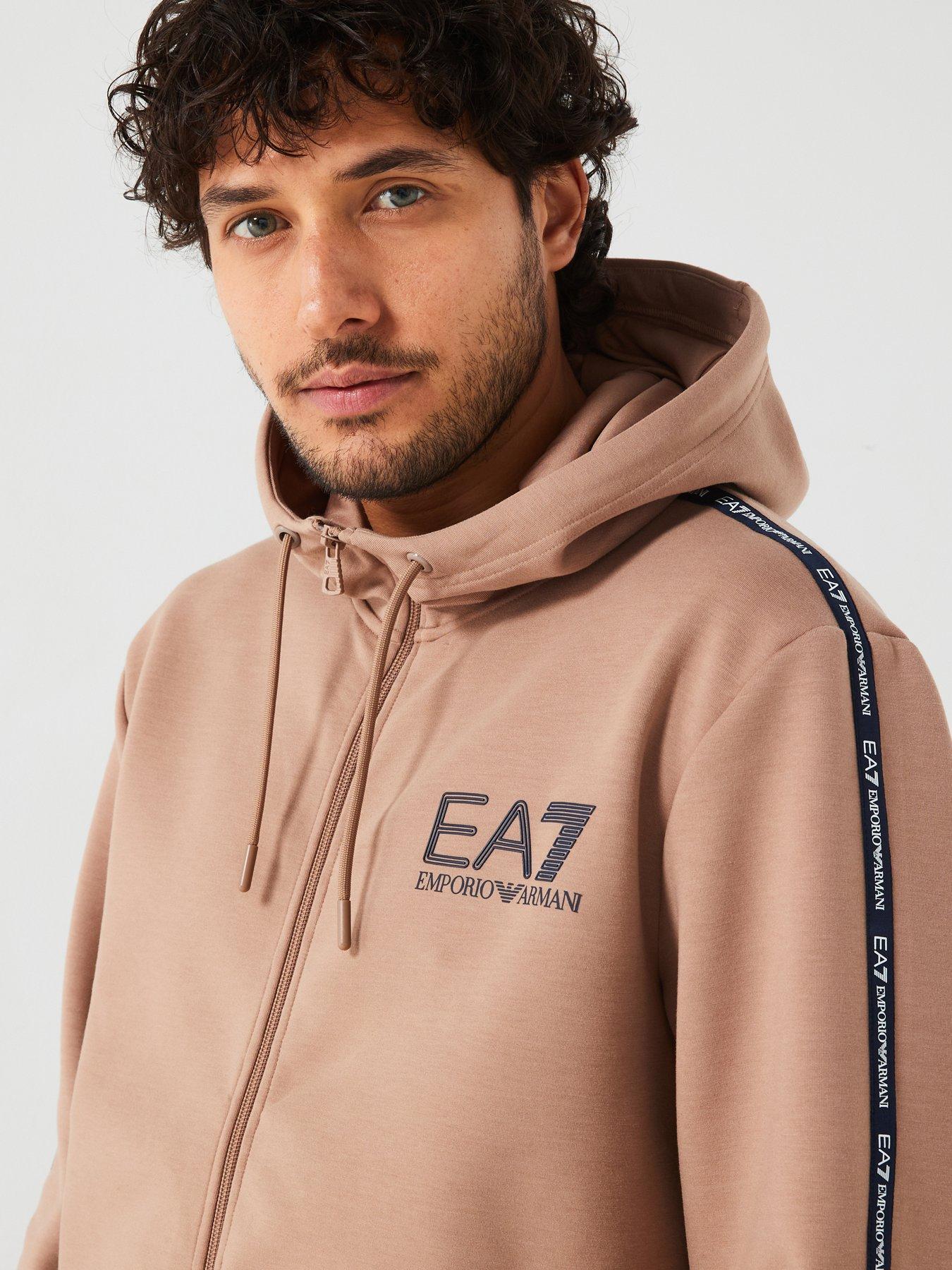 ea7-emporio-armani-ea7-emporio-armani-mini-tape-logo-zip-hoodie-brownoutfit