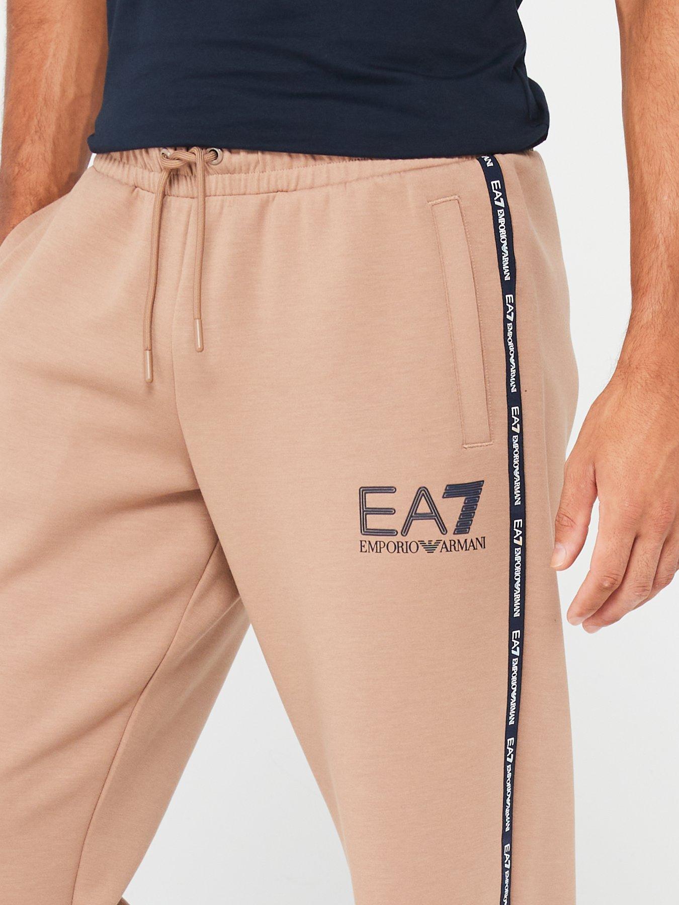 ea7-emporio-armani-ea7-emporio-armani-mini-tape-logo-cuff-joggers-brownoutfit