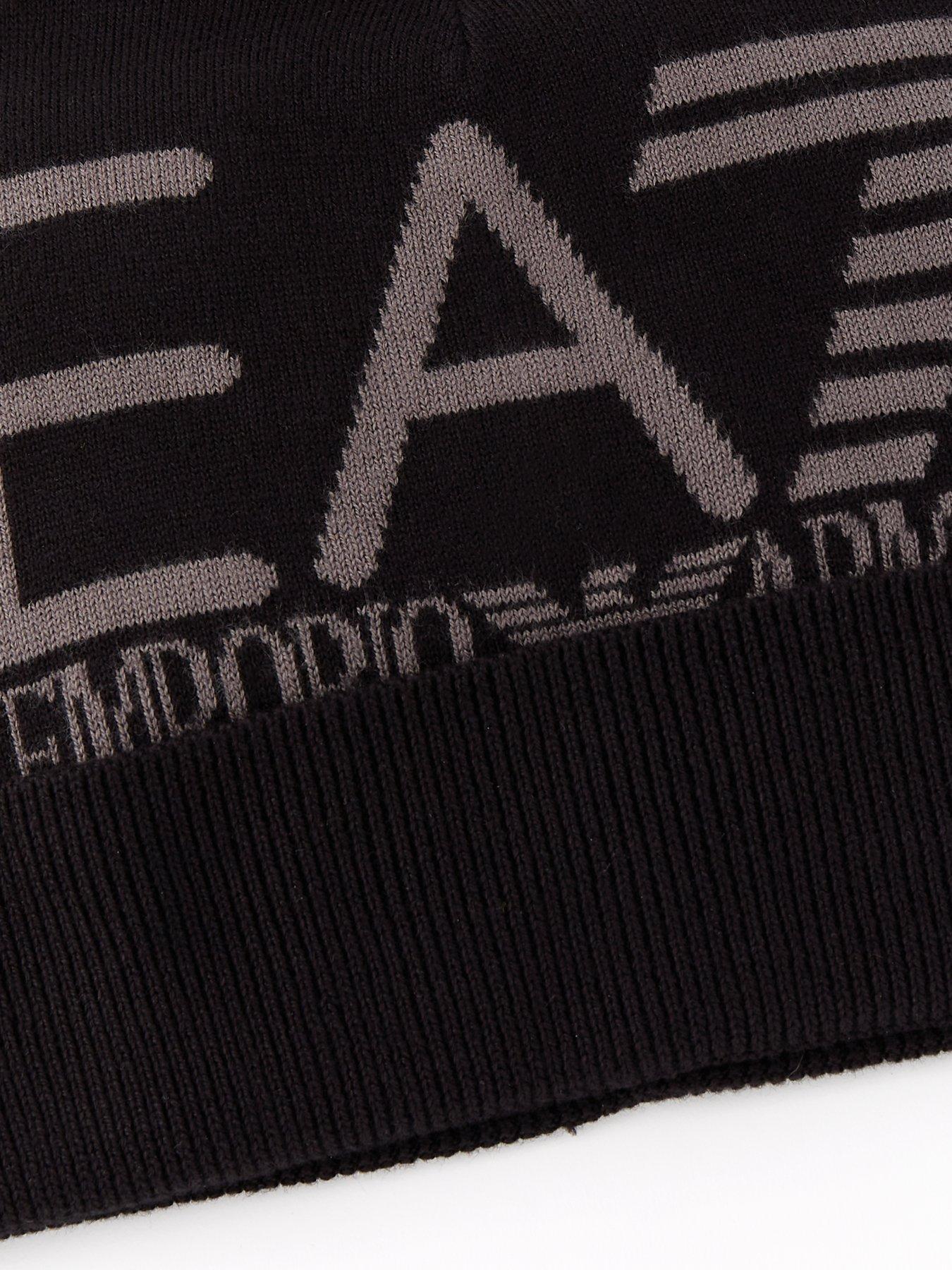 Image 3 of 4 of EA7 Emporio Armani Contrast Logo Beanie Hat - Black