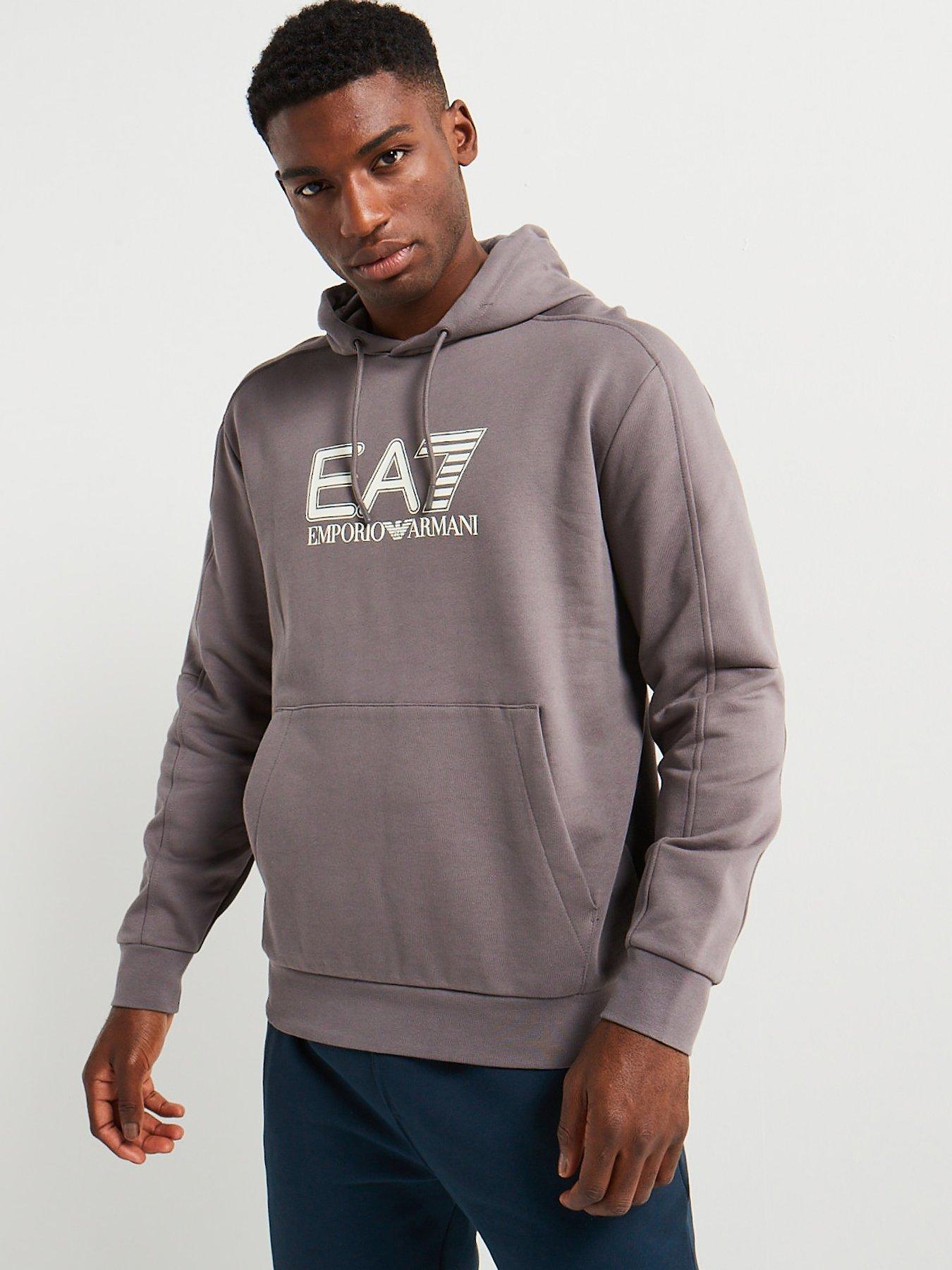 Grey armani hoodie on sale