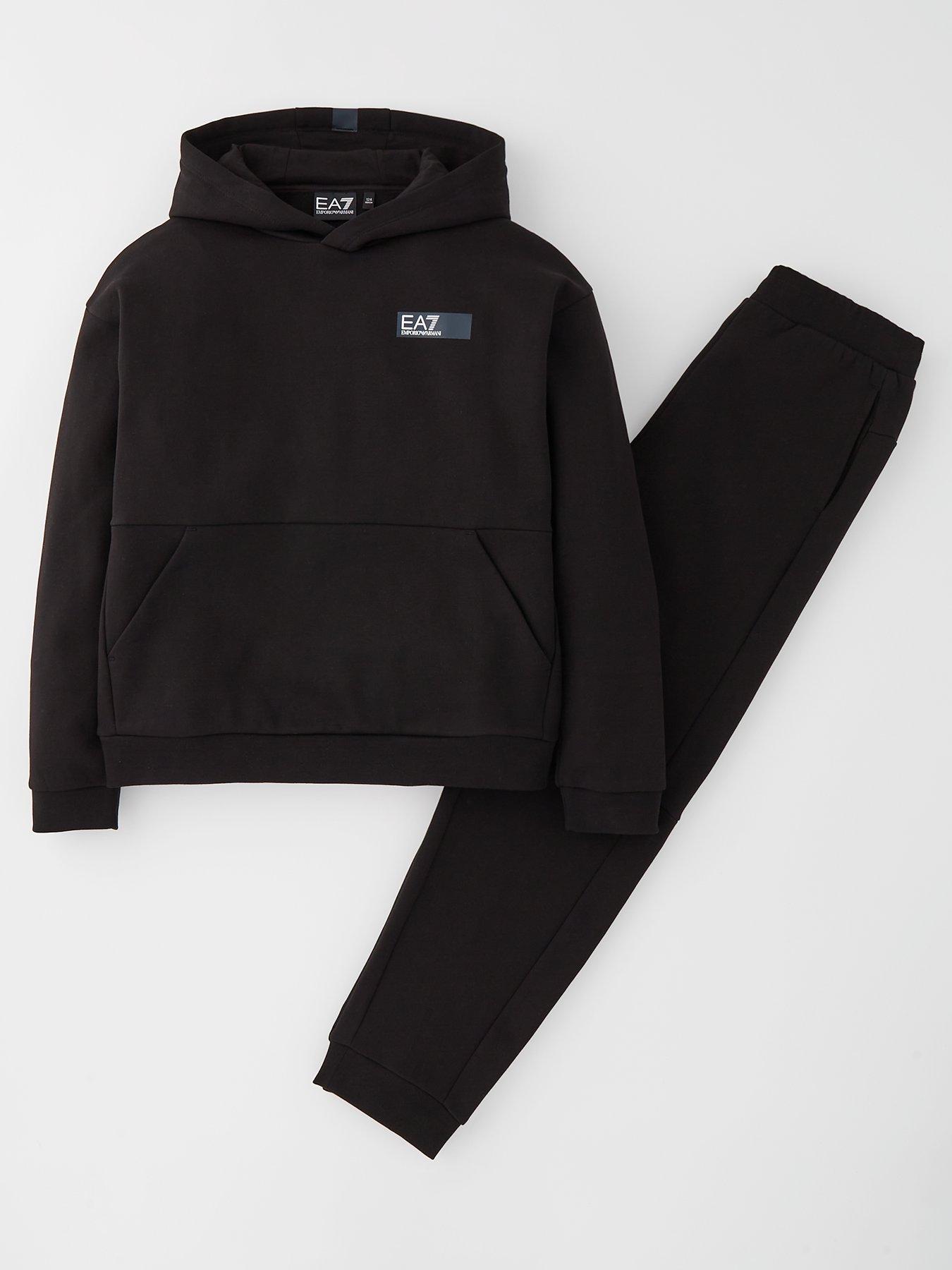 EA7 Emporio Armani Boys Extended Logo Hoodie Tracksuit Black Very Ireland
