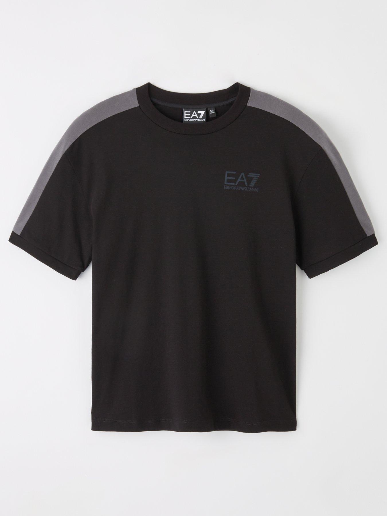Image 1 of 4 of EA7 Emporio Armani Boys Athletic Colour Block Short Sleeve T-Shirt - Black