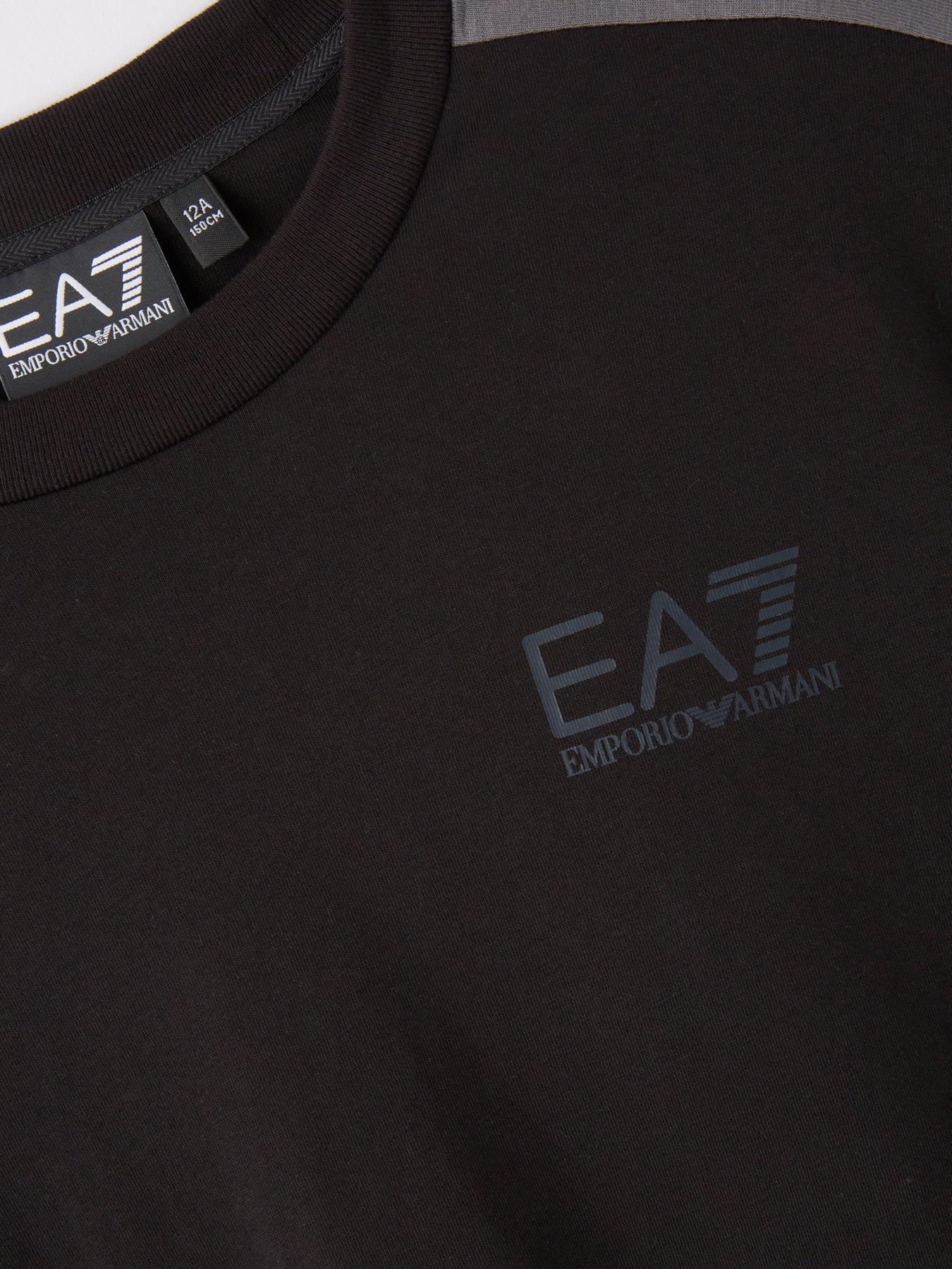 Image 3 of 4 of EA7 Emporio Armani Boys Athletic Colour Block Short Sleeve T-Shirt - Black