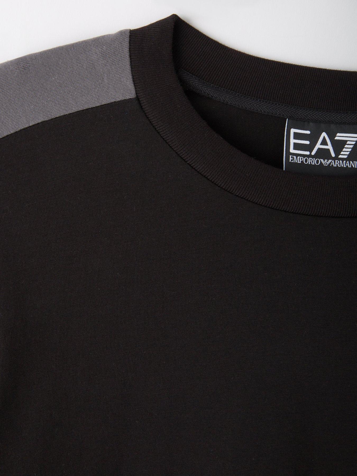 Image 4 of 4 of EA7 Emporio Armani Boys Athletic Colour Block Short Sleeve T-Shirt - Black