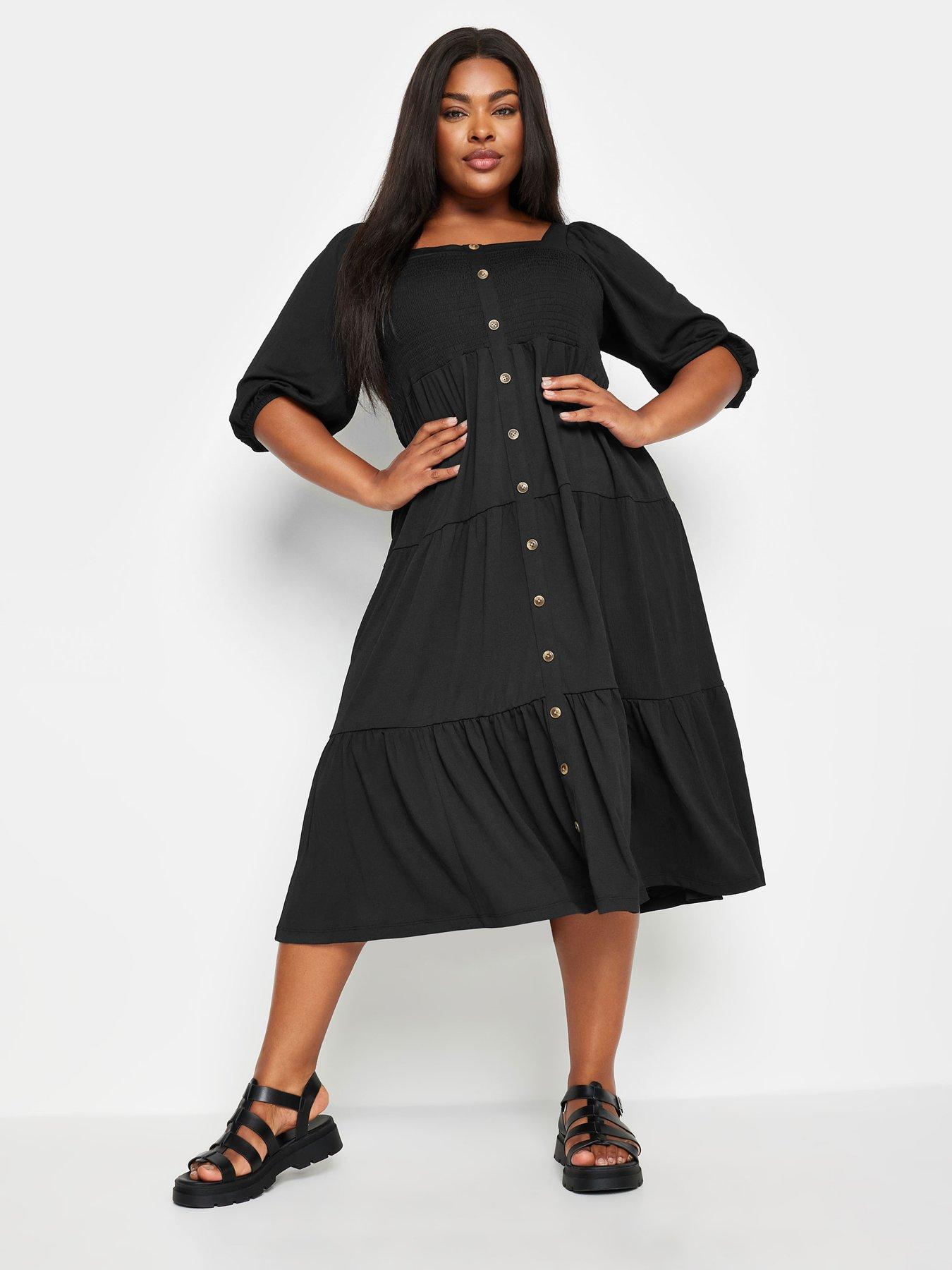 yours-curve-button-front-maxi-dress-black