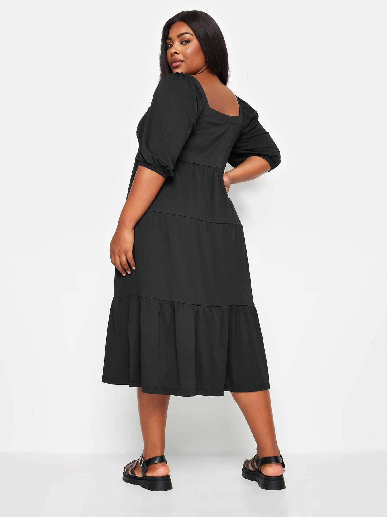 yours-curve-button-front-maxi-dress-blackstillFront