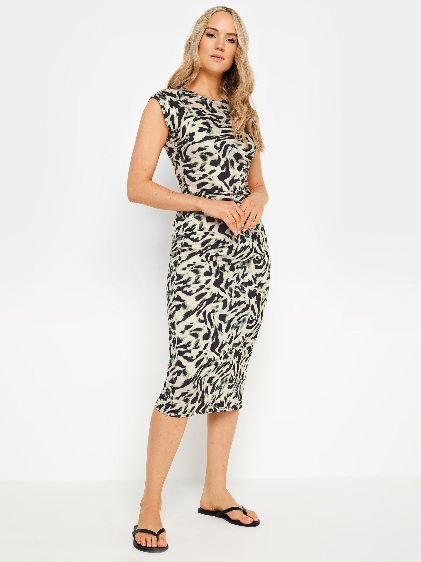Long Tall Sally Tall Abstract Print Ruched Midi Dress Black Natural Very Ireland