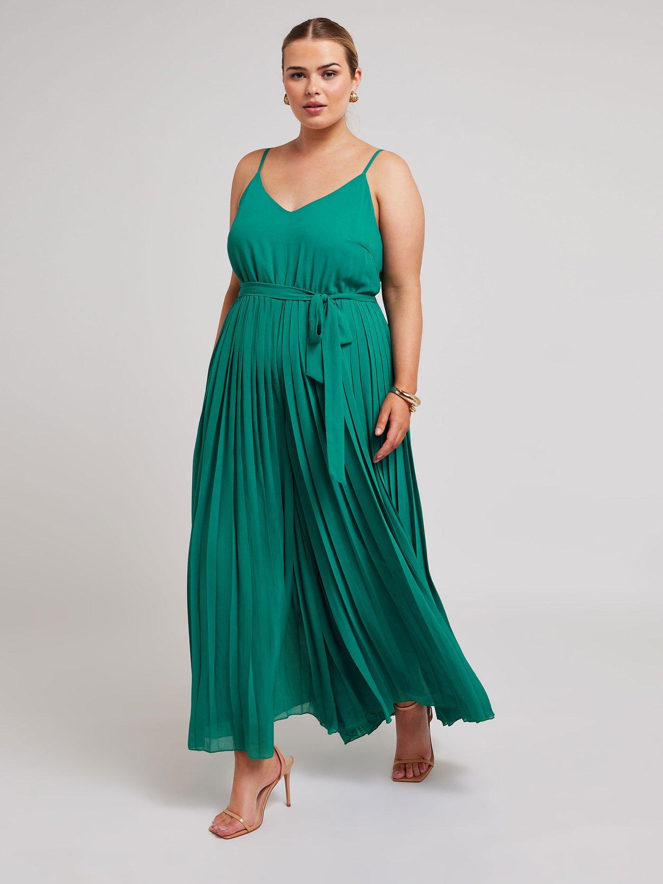 yours-curve-pleated-jumpsuit-green