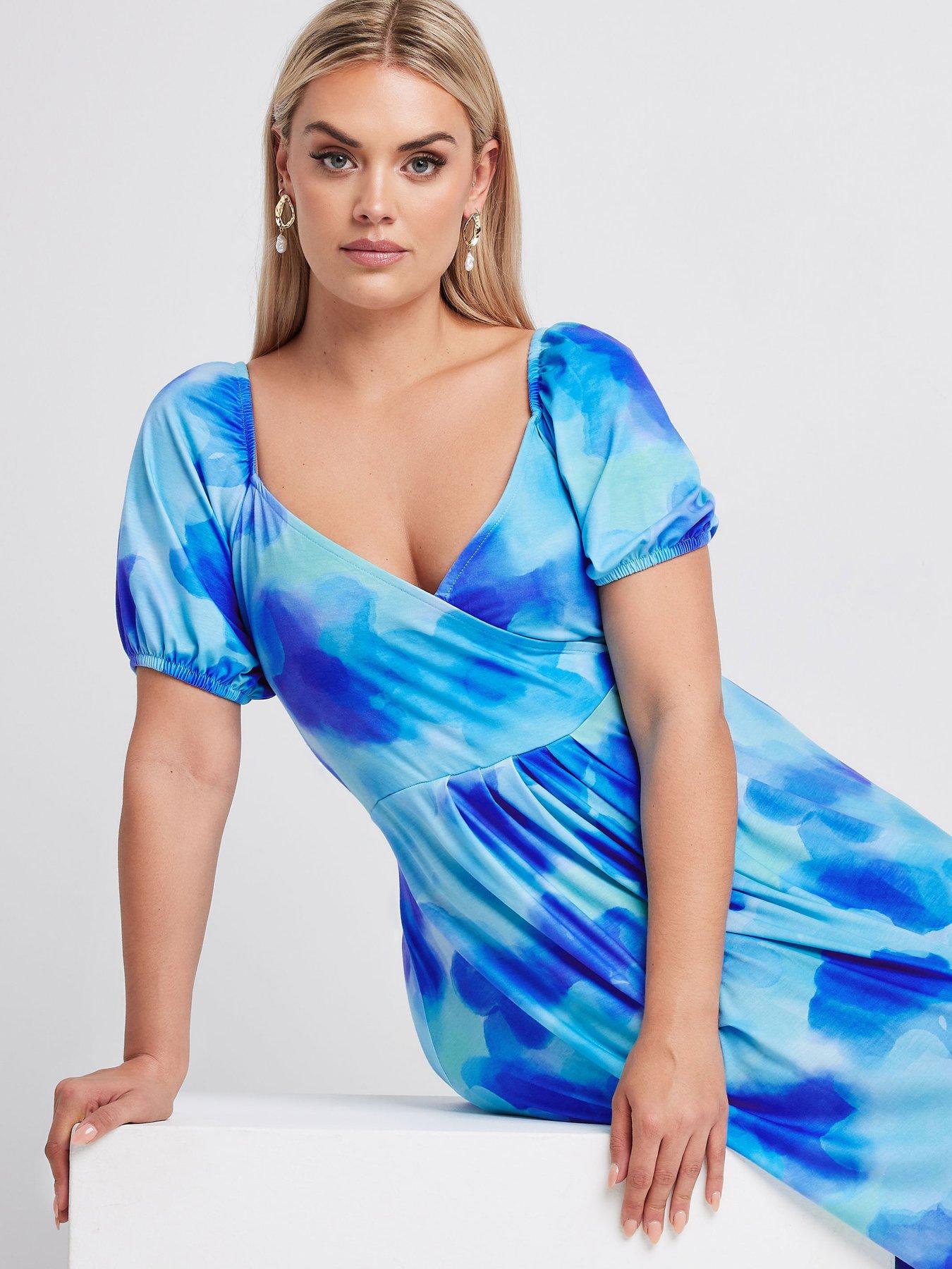 yours-curve-wrap-over-milkmaid-midaxi-dress-blueoutfit