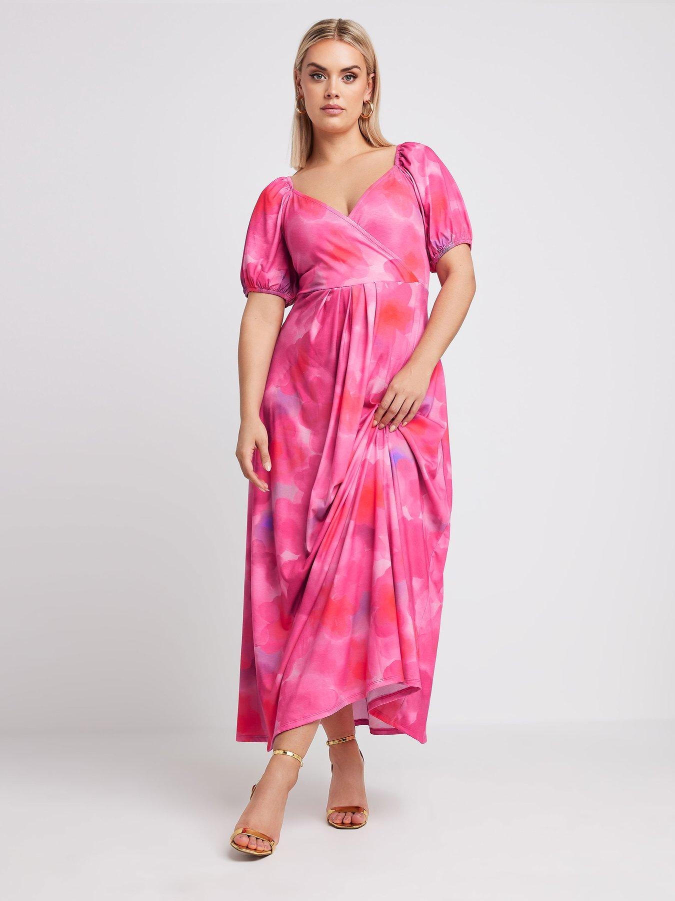 yours-curve-wrap-over-milkmaid-midaxi-dress-pink