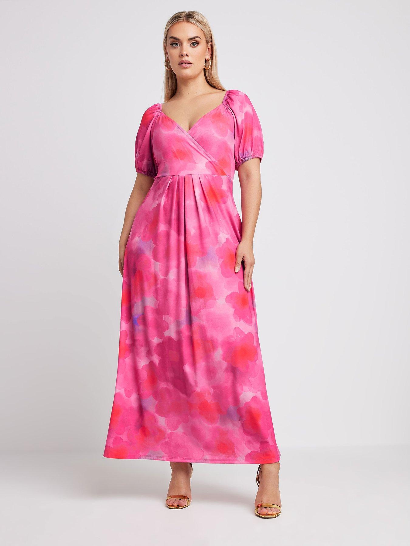 yours-curve-wrap-over-milkmaid-midaxi-dress-pinkback