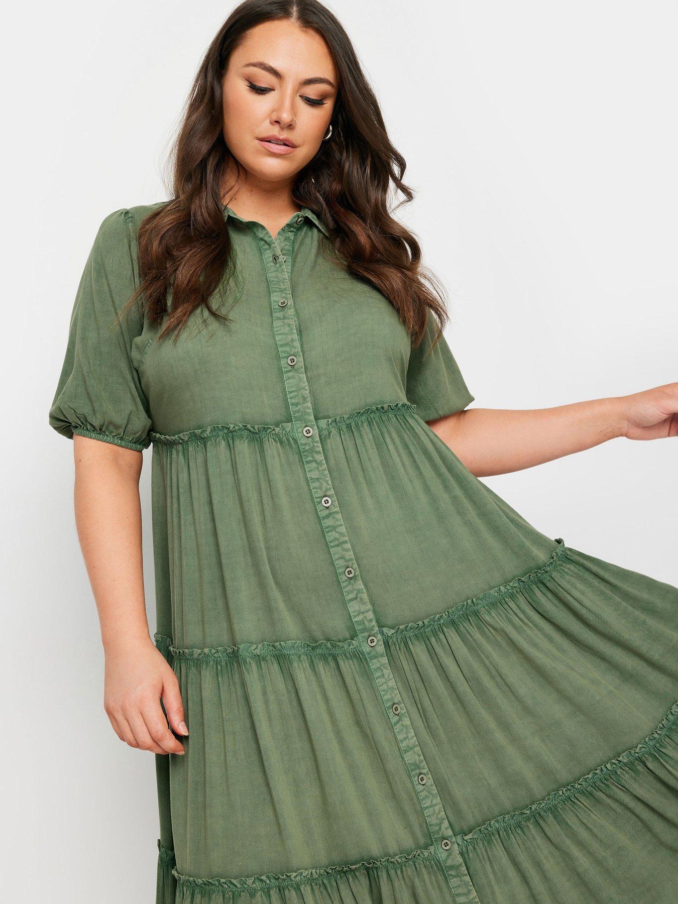 yours-curve-tiered-shirt-dress-khakioutfit