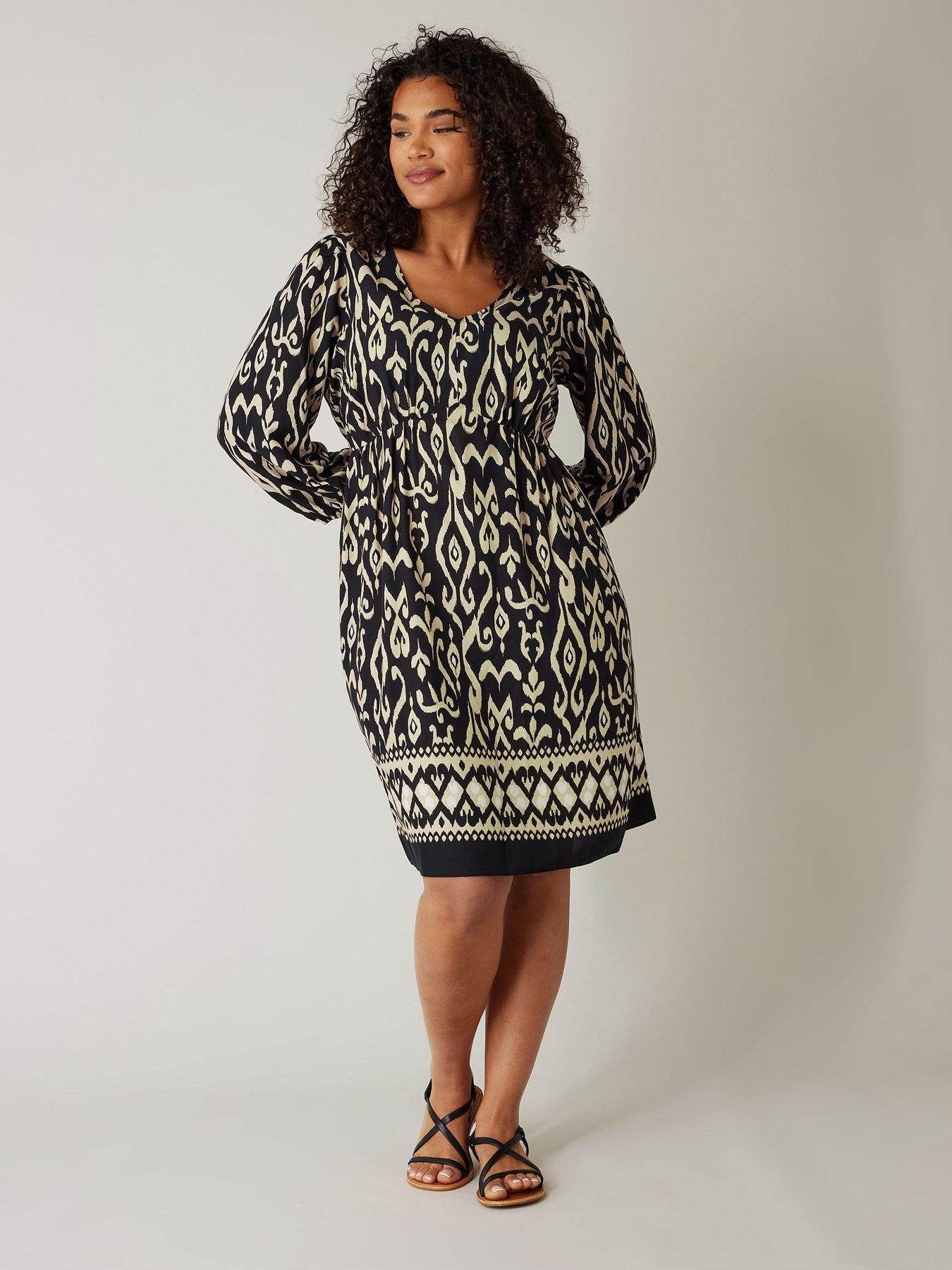 evans-border-print-dress-blackback