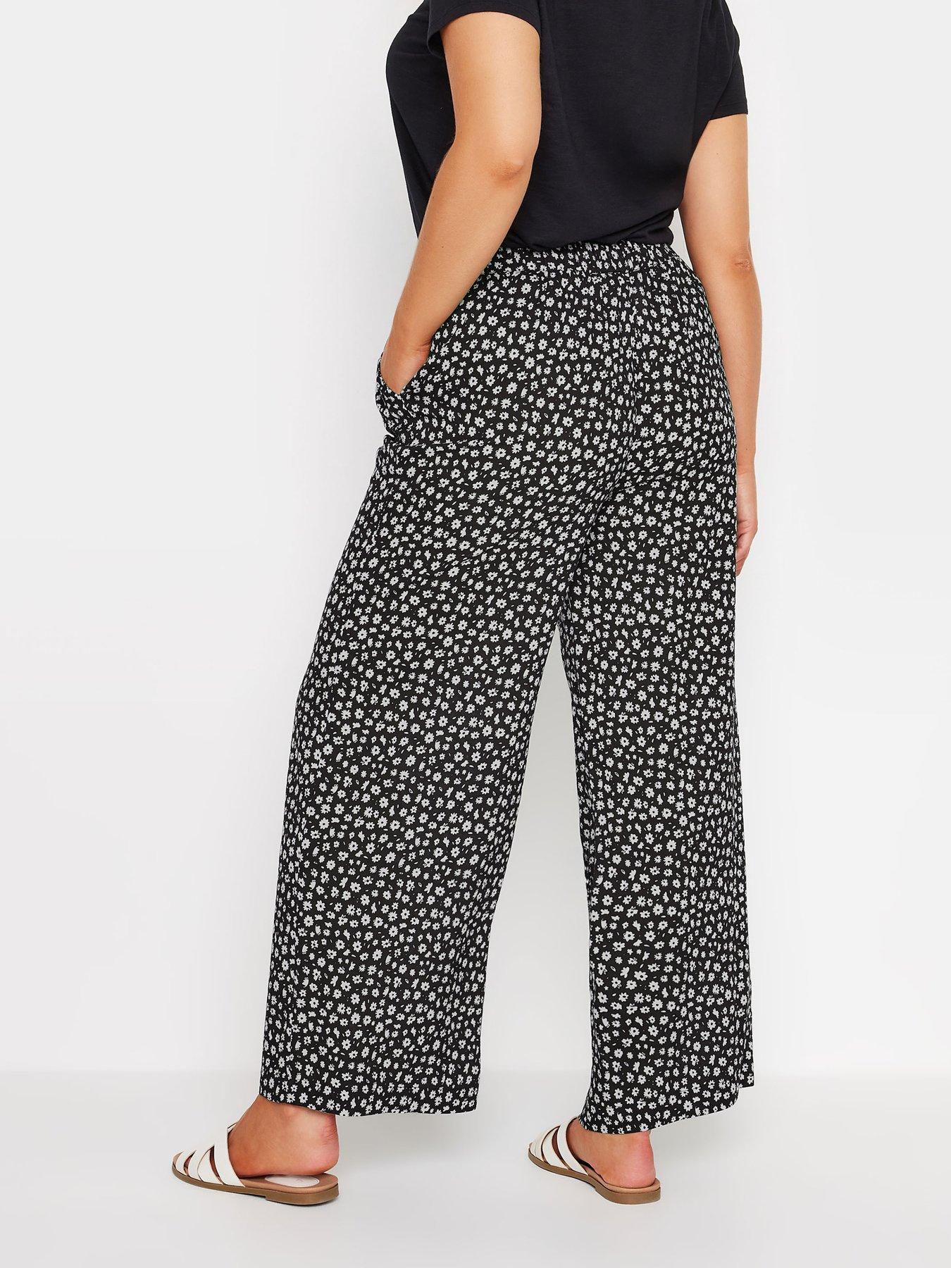 yours-flower-print-palazzo-trousers-blackstillFront