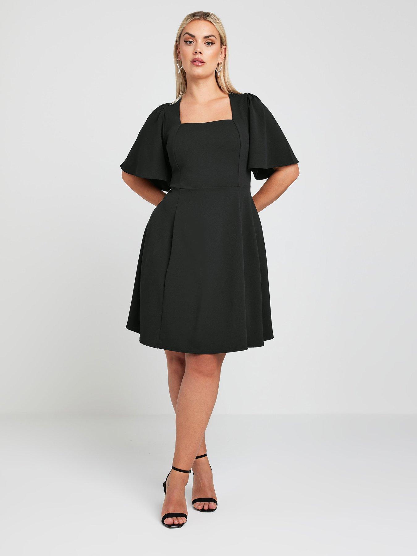 yours-curve-flippy-angel-sleeve-mini-dress-black