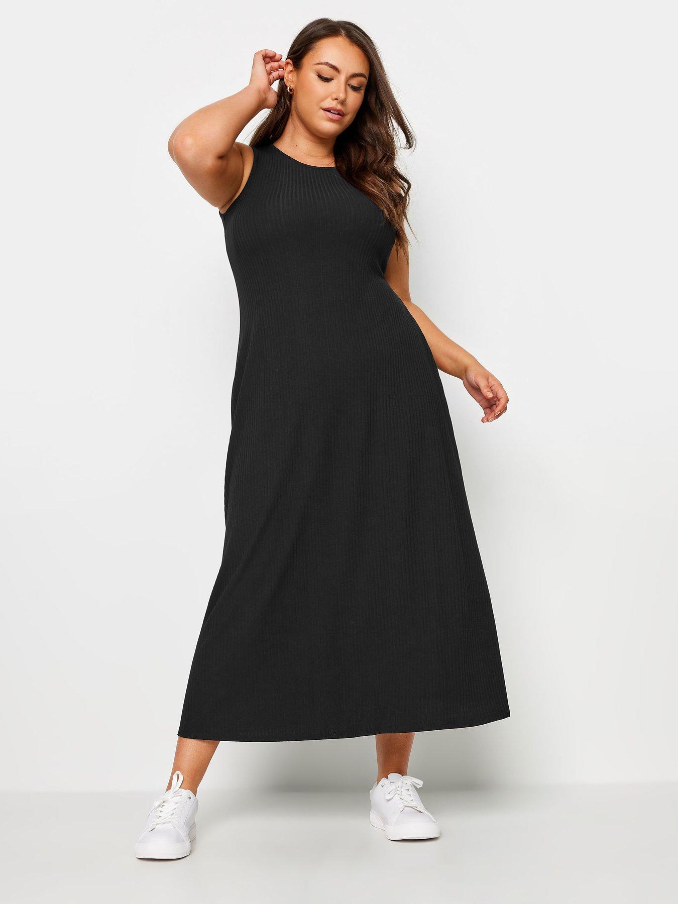 yours-curve-sleeveless-rib-swing-maxi-dress-blackback