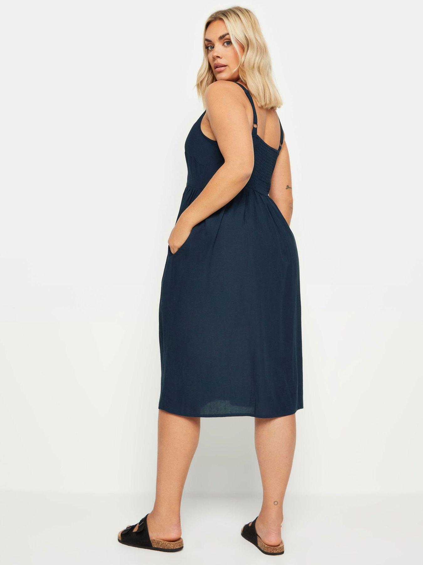 yours-cotton-strappy-sundress-navystillFront