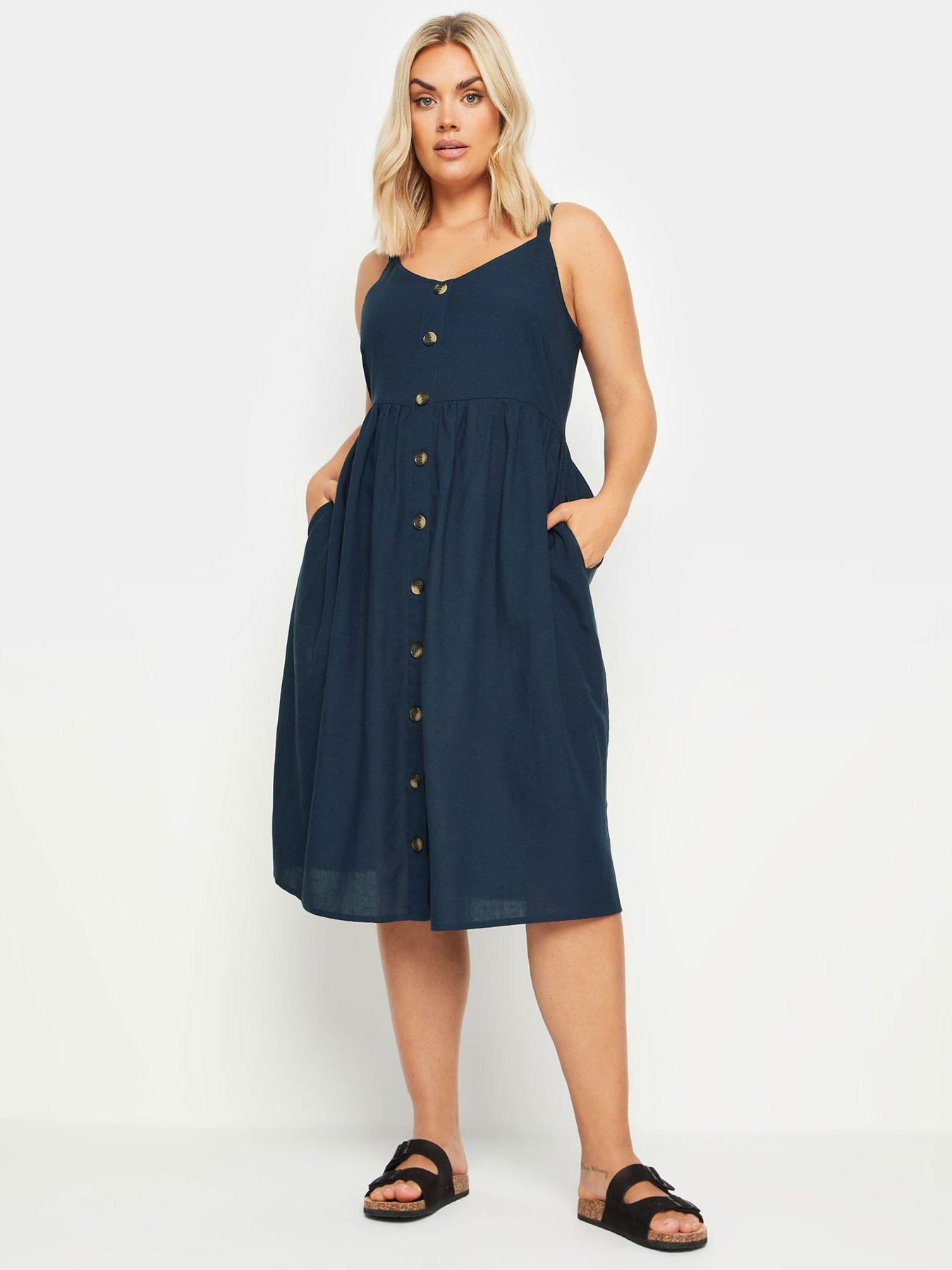 yours-cotton-strappy-sundress-navyback