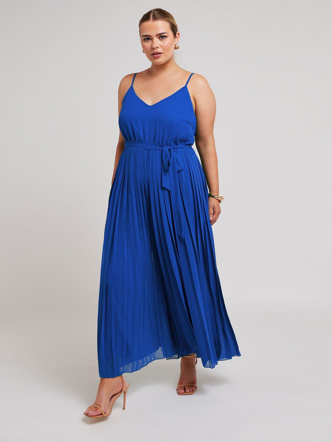 yours-curve-pleated-jumpsuit-blue