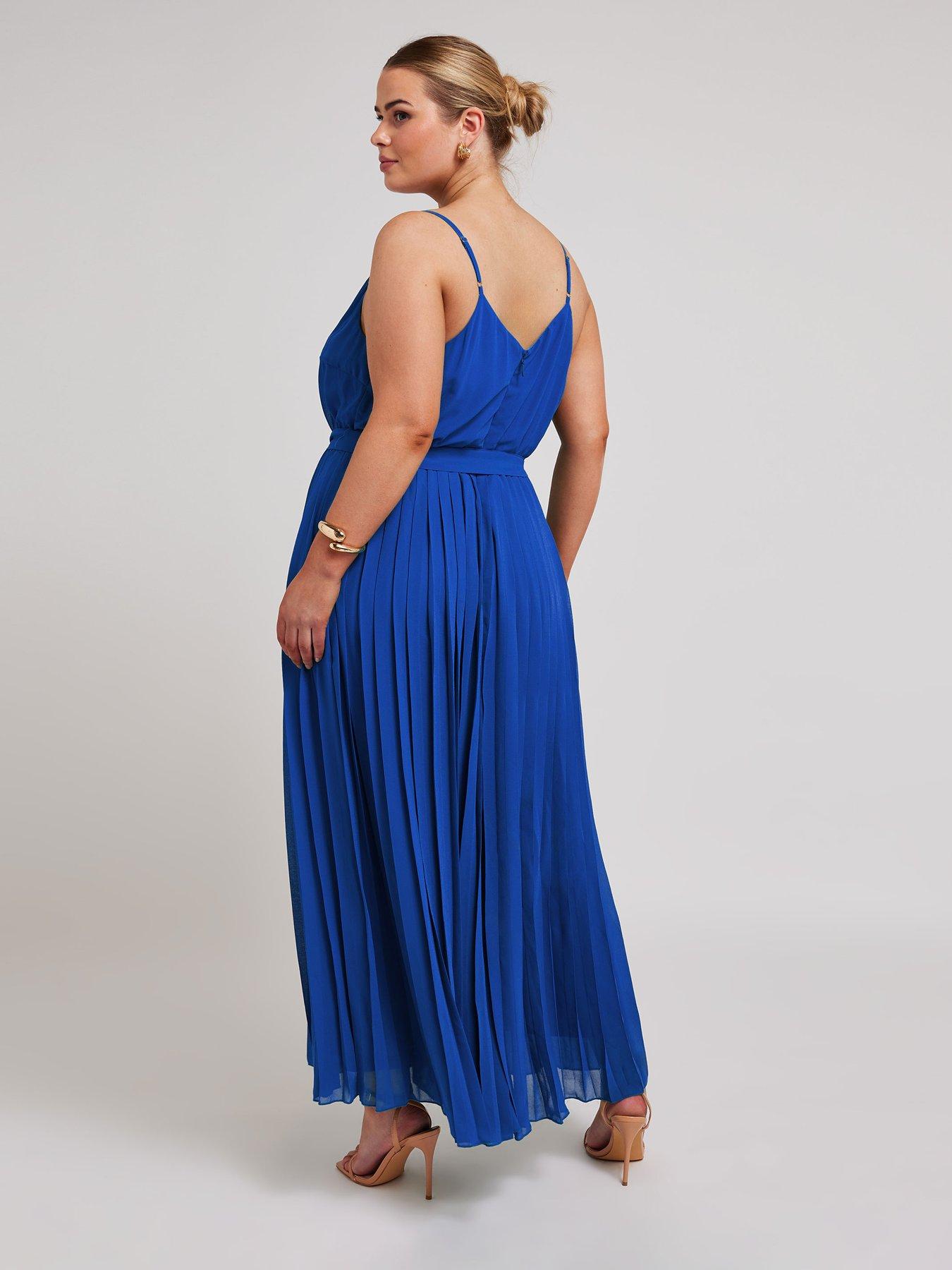 yours-curve-pleated-jumpsuit-bluestillFront