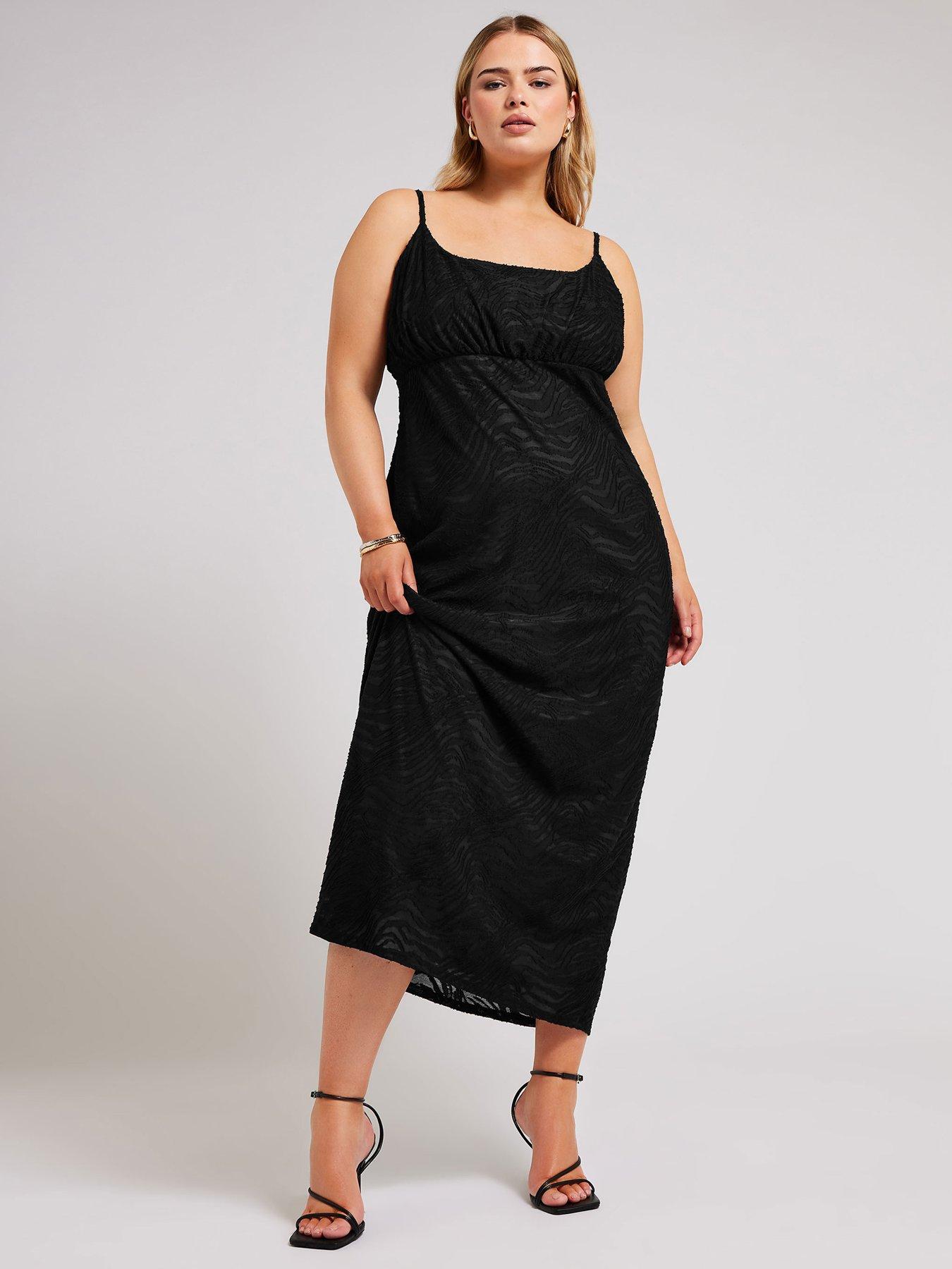 yours-curve-animal-stretch-jacquard-slip-dress-black