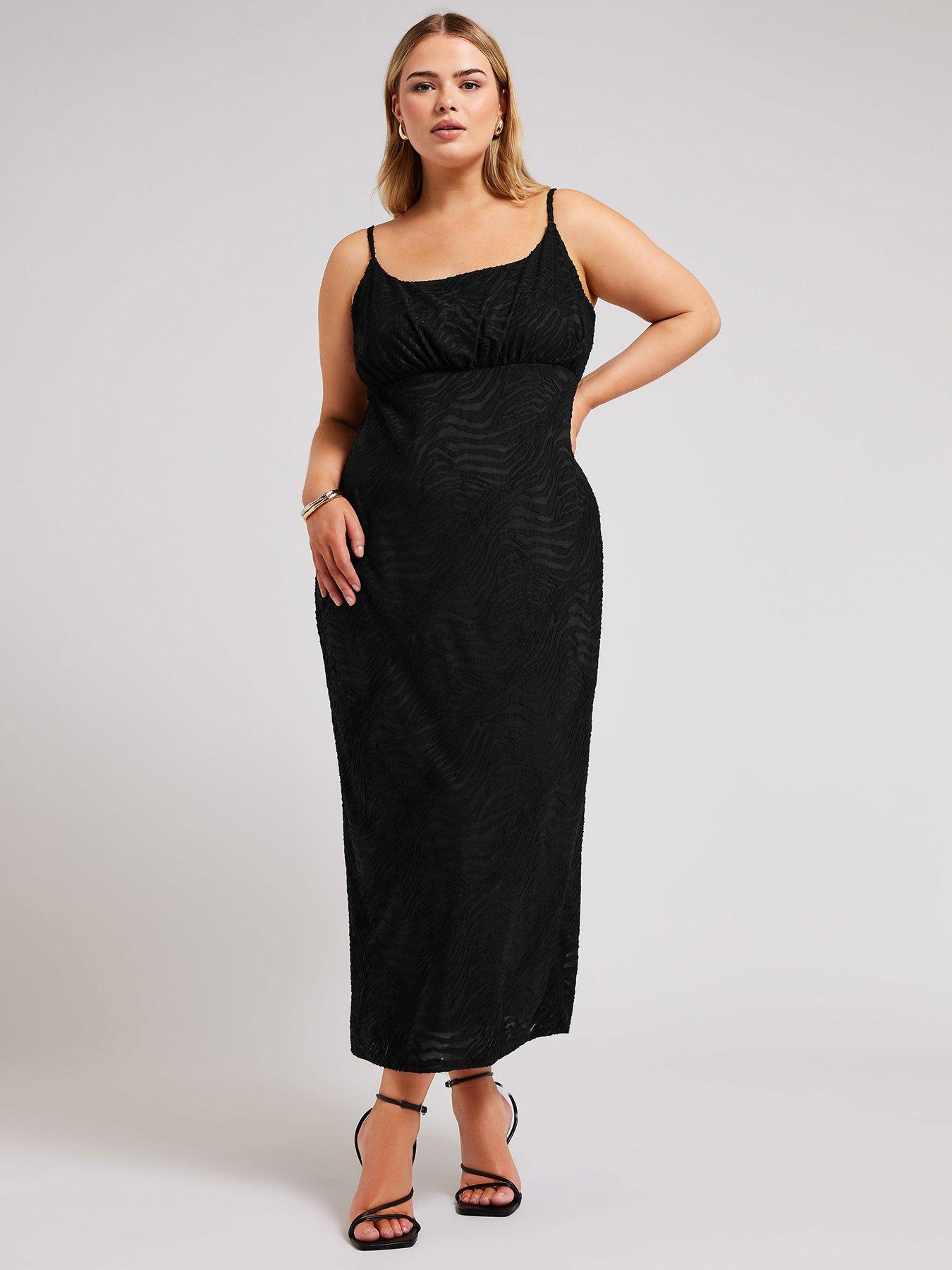 yours-curve-animal-stretch-jacquard-slip-dress-blackback