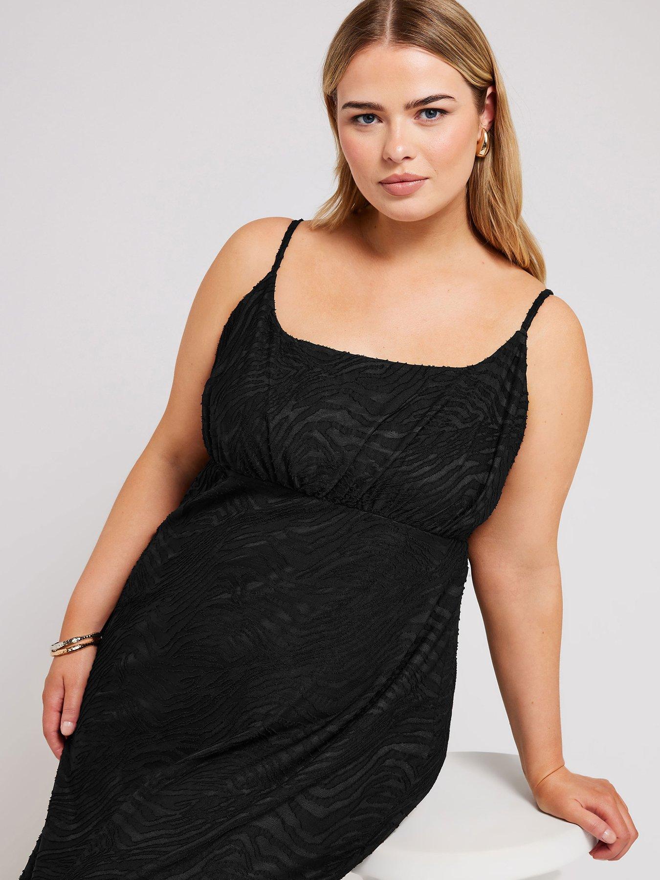 Yours Curve Animal Stretch Jacquard Slip Dress Black Very Ireland