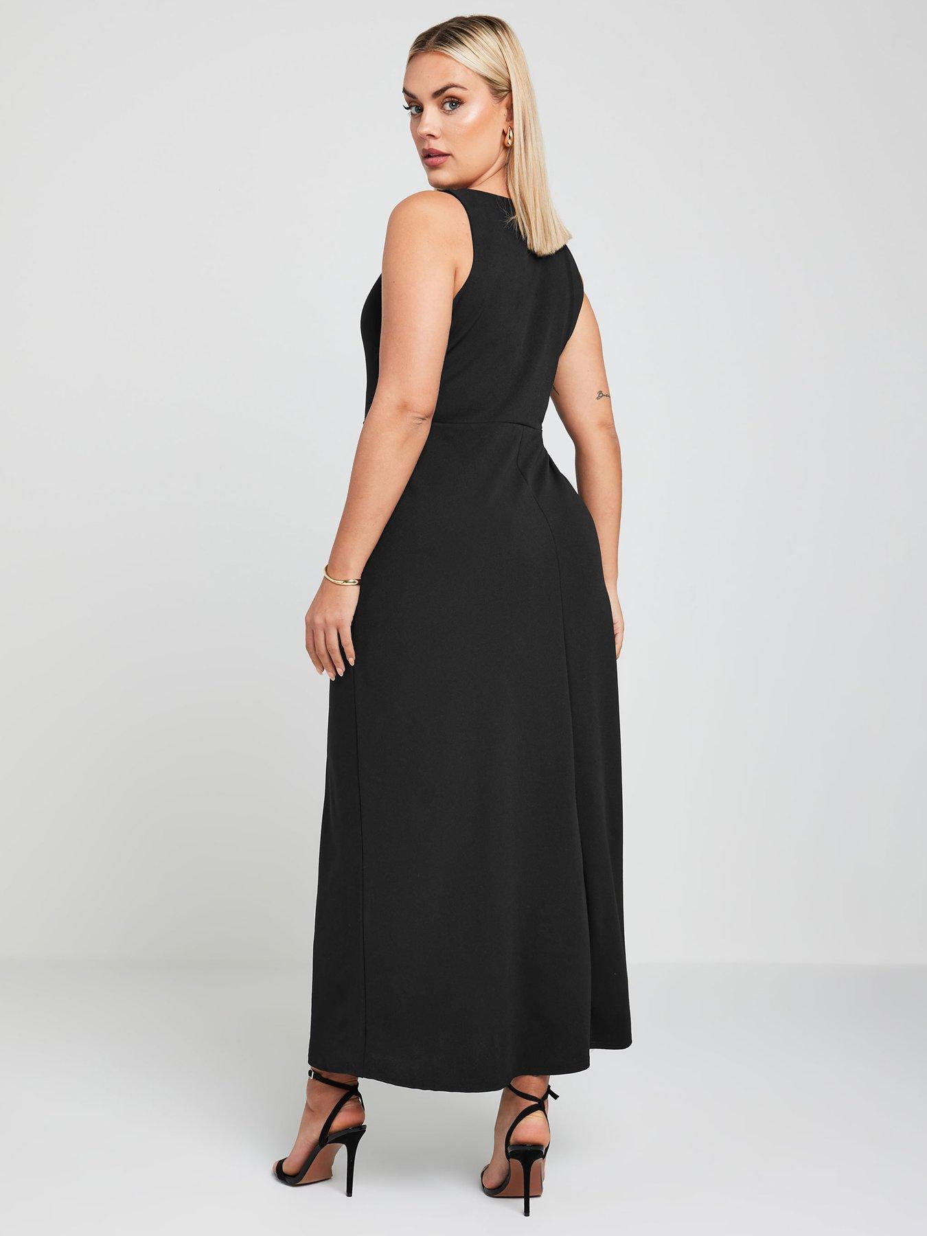 yours-curve-square-neck-slit-maxi-dress-blackstillFront