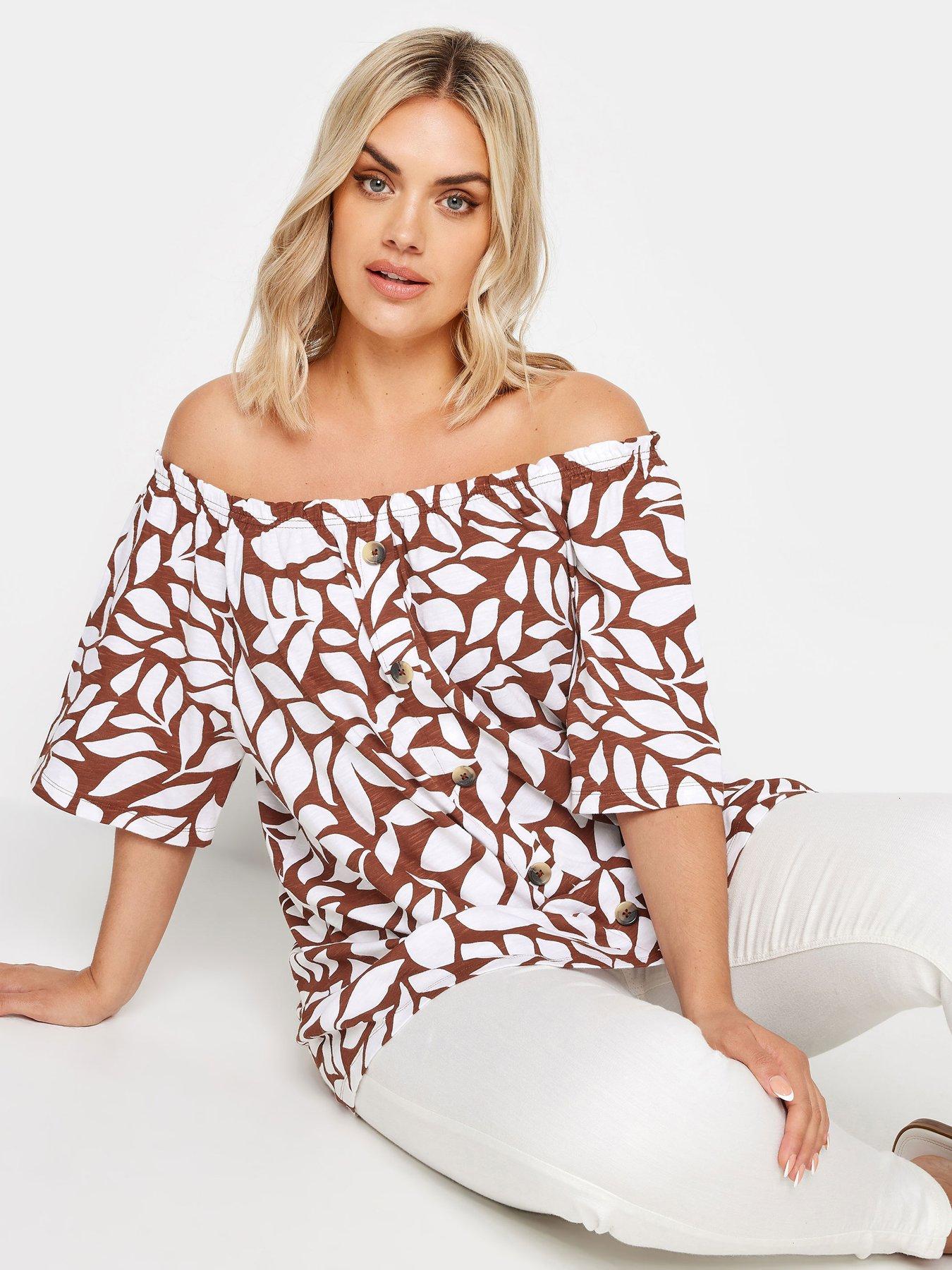 yours-curve-button-through-bardot-top-brown