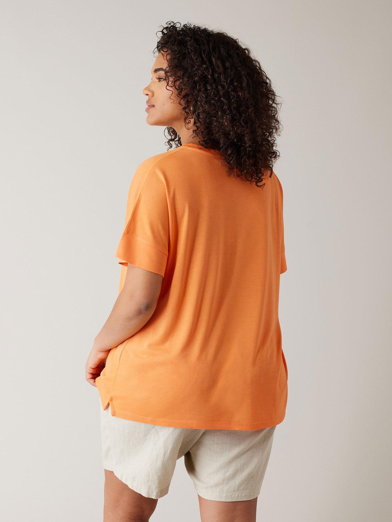 evans-v-neck-modal-t-shirt-orangestillFront