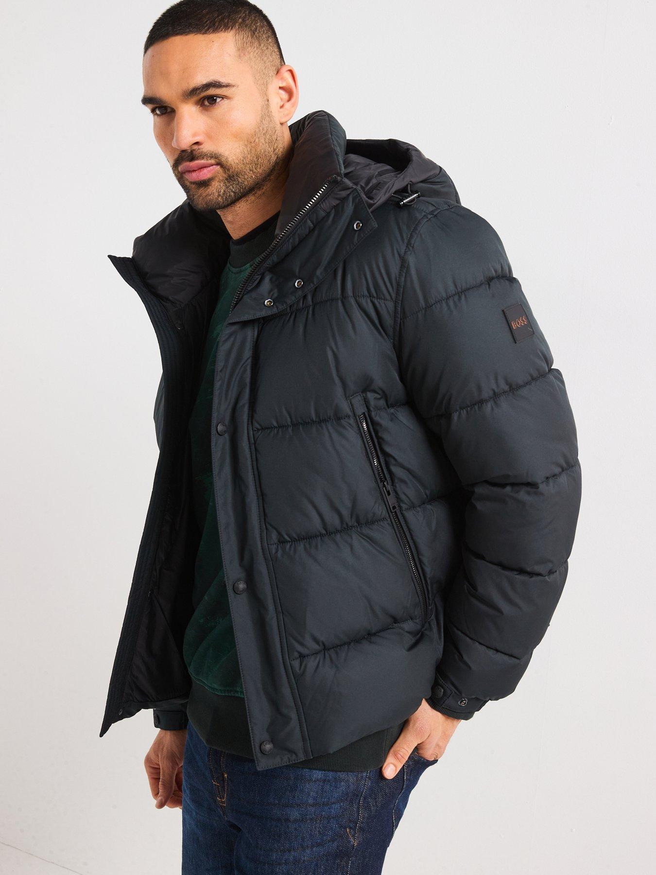 Image 1 of 6 of BOSS Omaris Regular Fit Quilted Hooded Jacket - Black