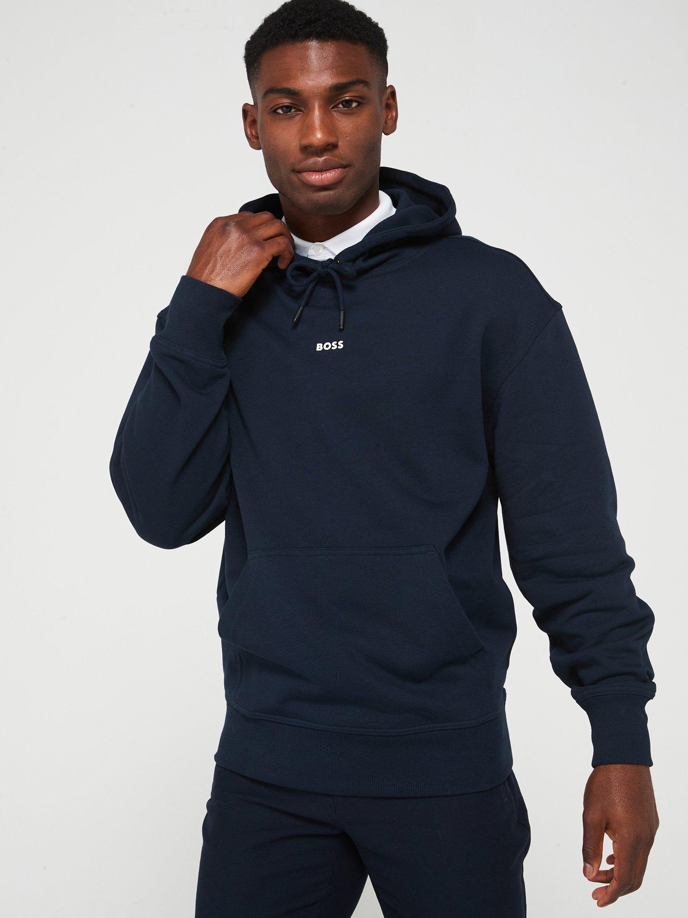 BOSS Boss Wesmallhood Regular Fit Centre Logo Overhead Hoodie Navy Very Ireland