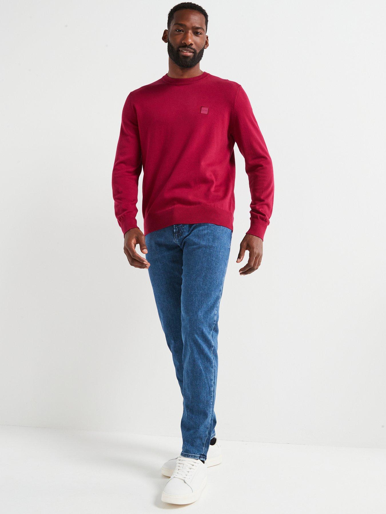 Image 3 of 5 of BOSS Kanovano Crew Knitted Jumper - Dark Red