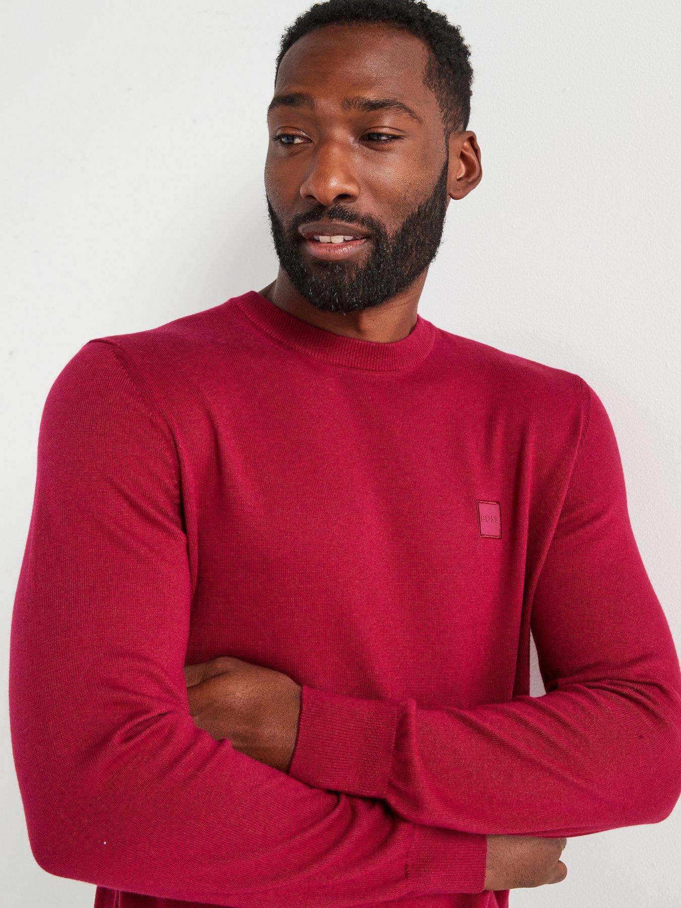 Image 4 of 5 of BOSS Kanovano Crew Knitted Jumper - Dark Red