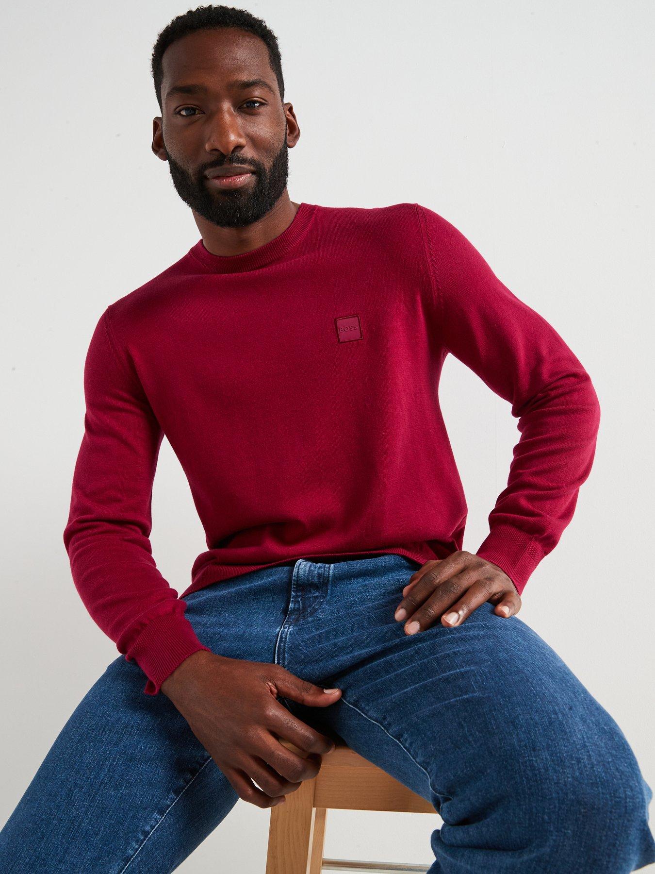 Image 5 of 5 of BOSS Kanovano Crew Knitted Jumper - Dark Red