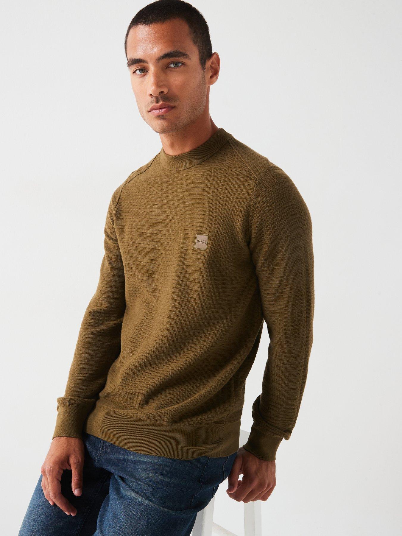 boss-anion-s-regular-fit-waffle-crew-knitted-jumper-khakioutfit