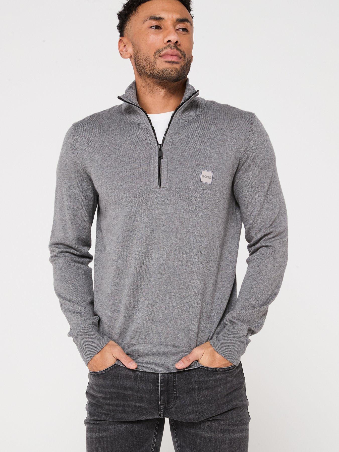 undefined Kanobix S Regular Fit 1/4 Zip Knitted Jumper - Light Grey
