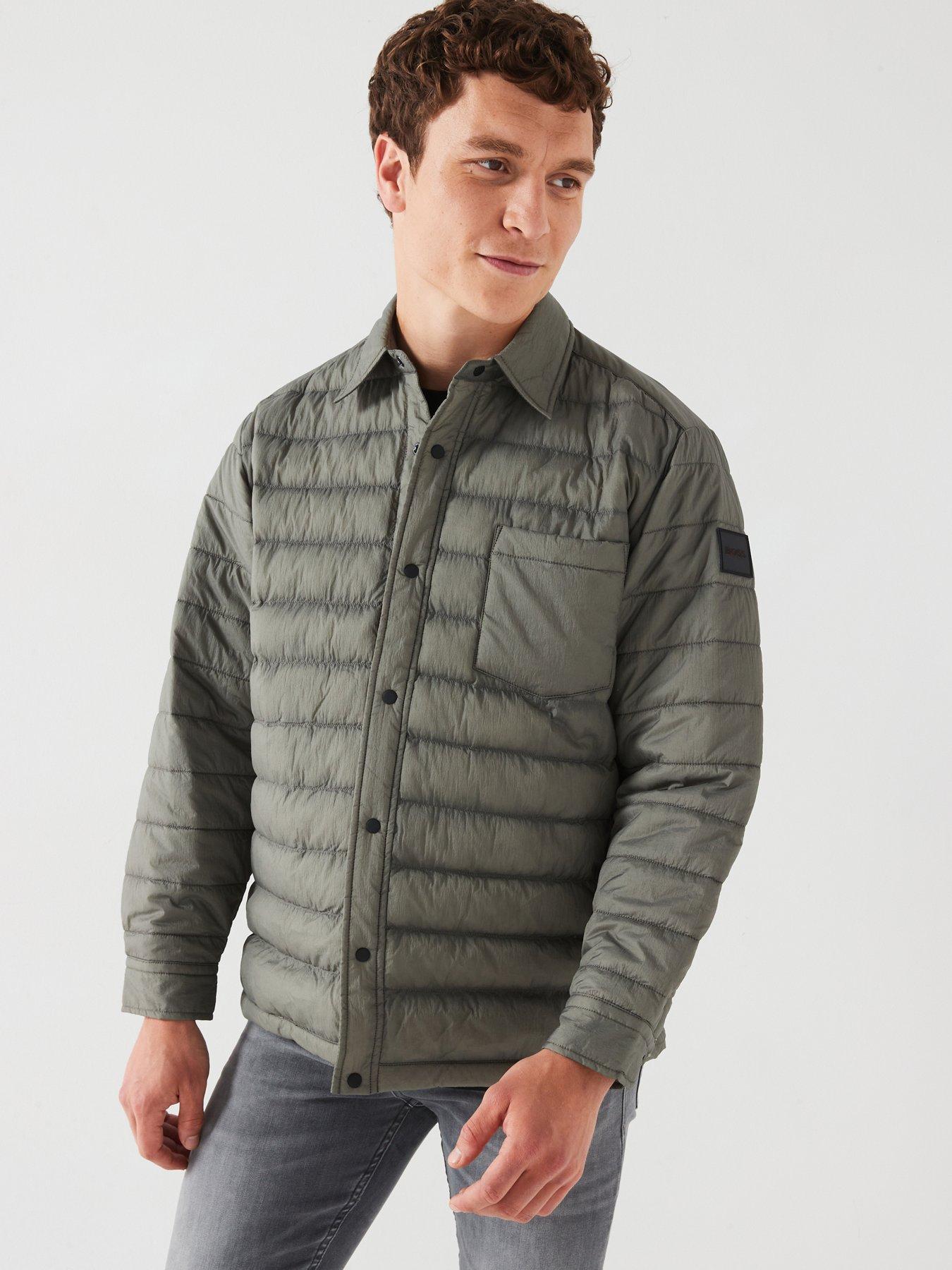 undefined Boss Lambizzo M Oversize Quilted Button Thru Shacket - Grey